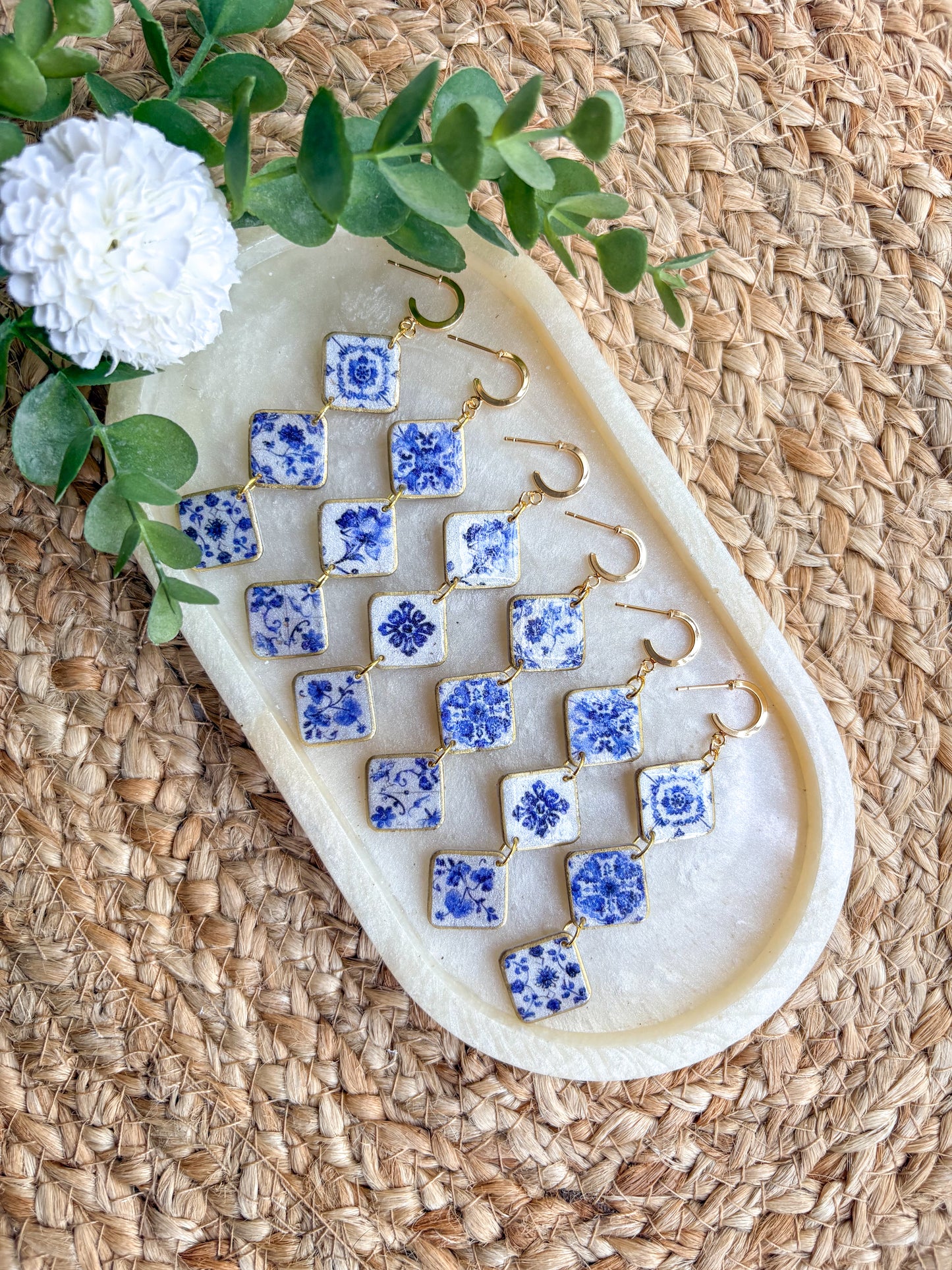 Vintage tile triple dangles