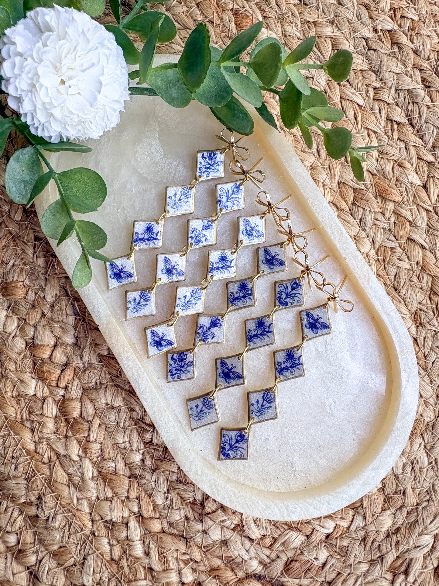 Vintage tiles earrings ~ diamond