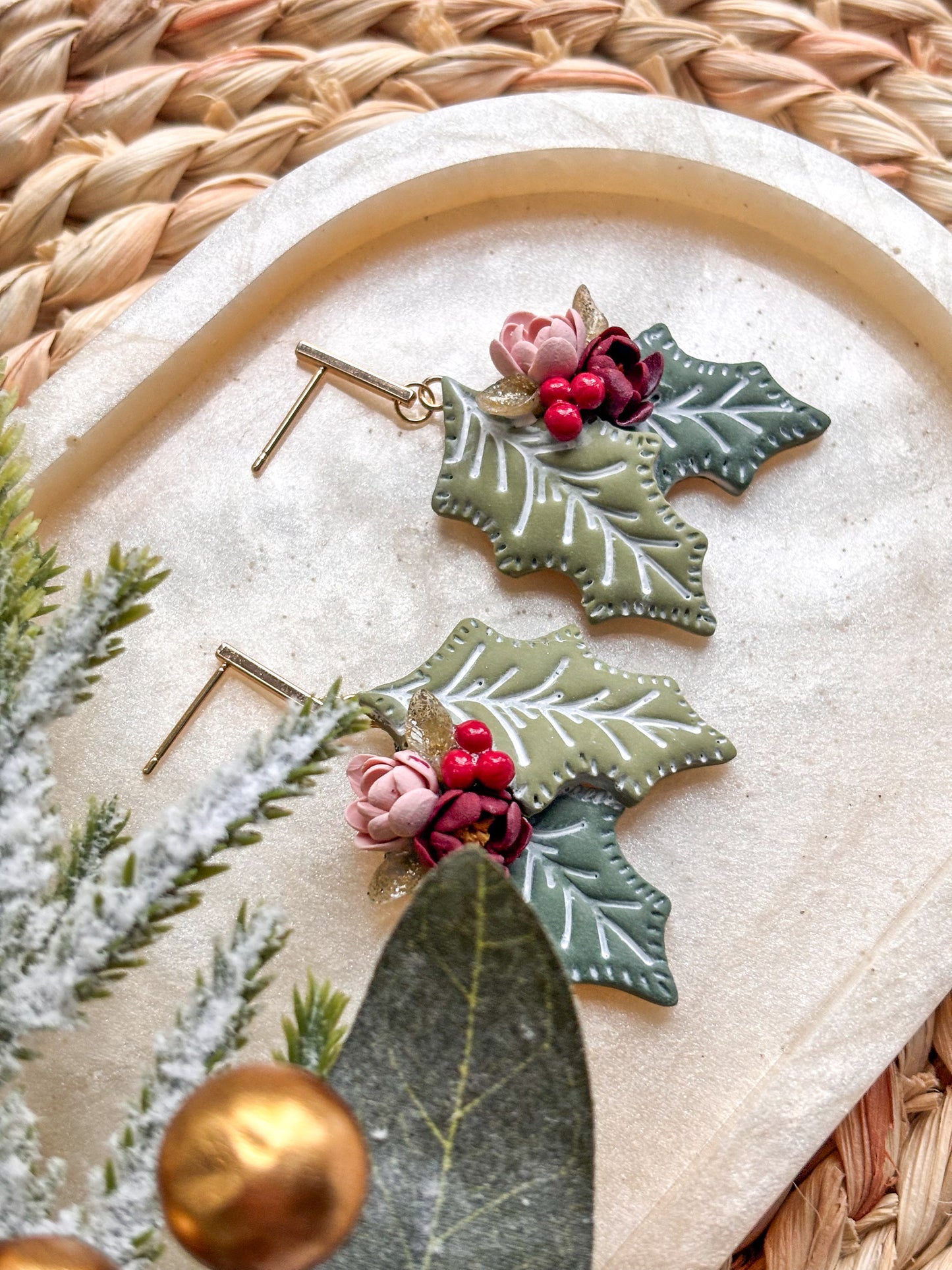 Scandi Style Holly Dangles