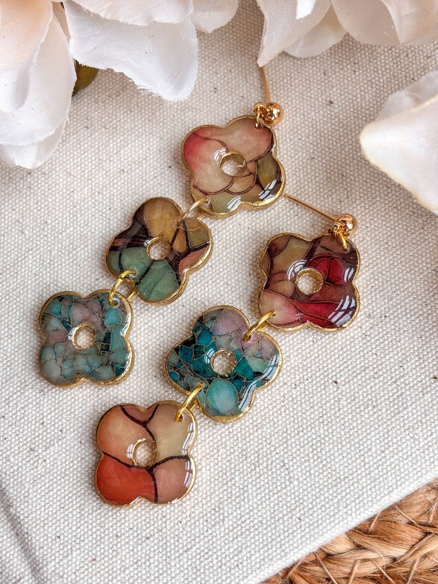 Stained Glass Effect Daisy Dangles