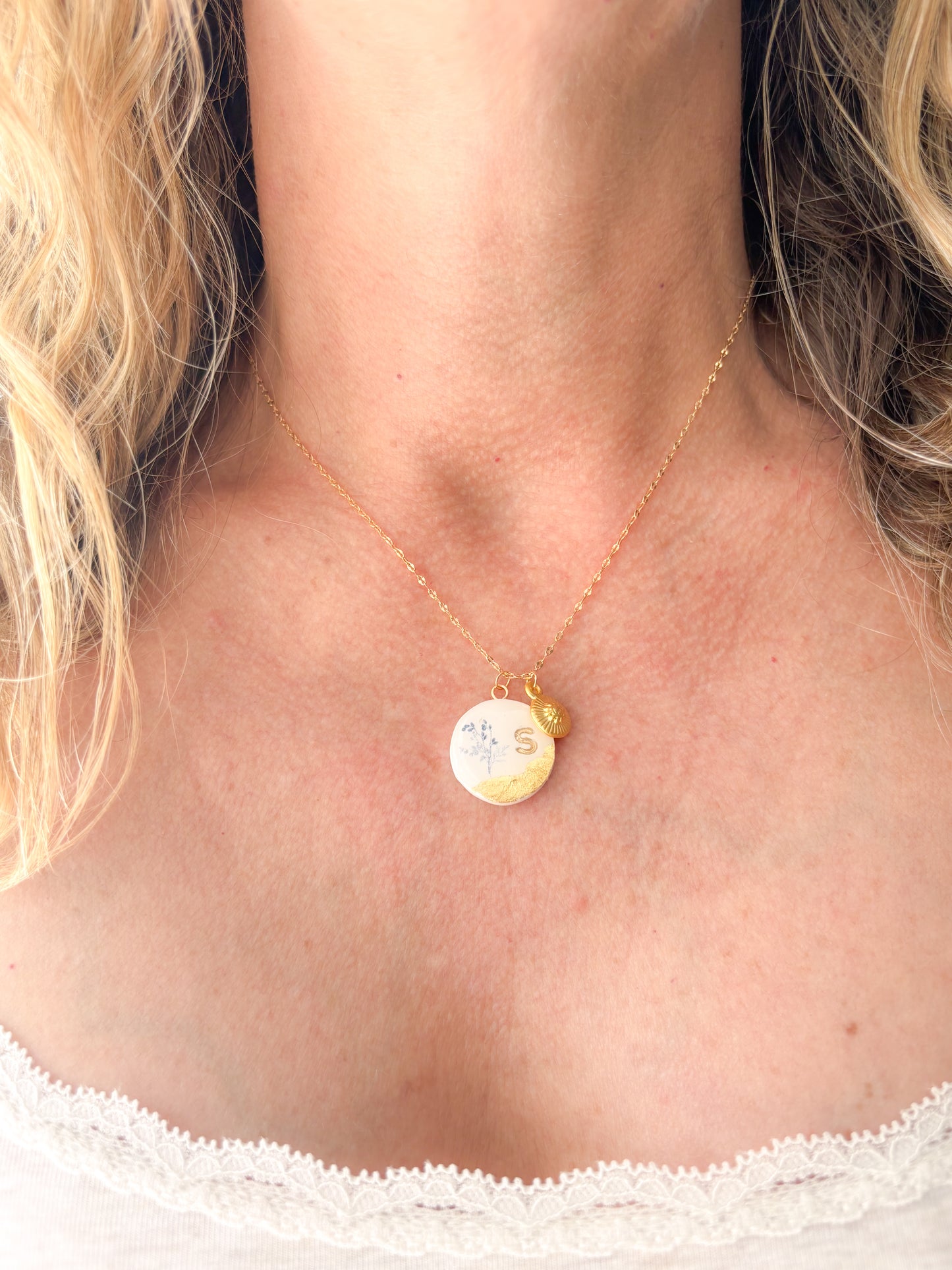 Initial Charm Necklace - S and G