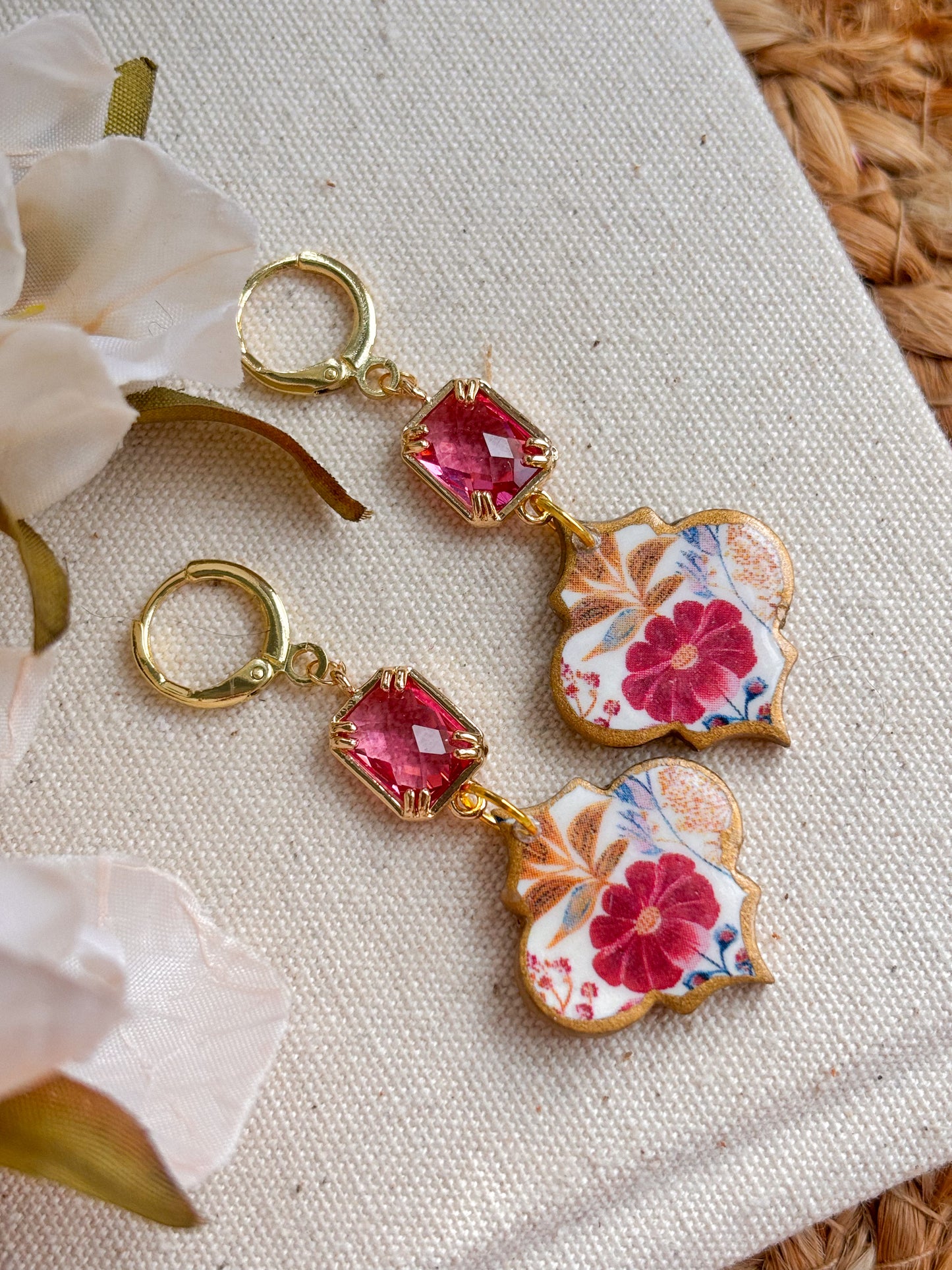 Moroccan Style Dangles With Pink Stone