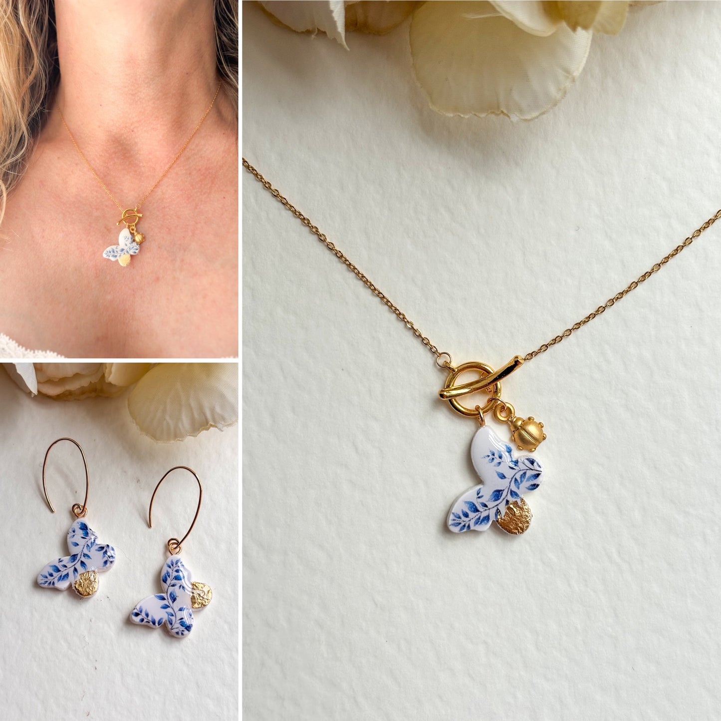 Butterfly Ceramic Charm Necklace