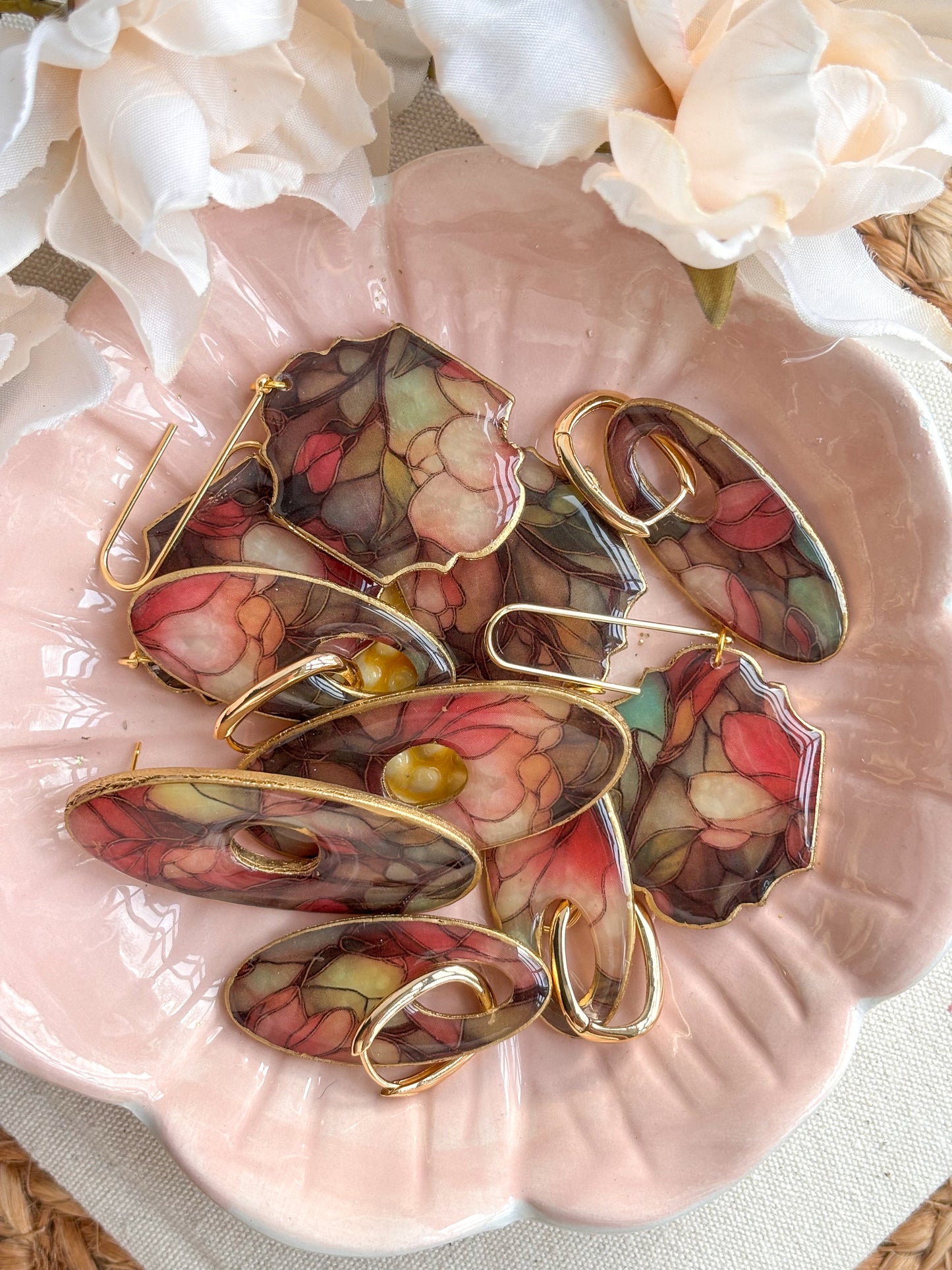 Stained Glass Effect Moroccan Dangles (Ruby)