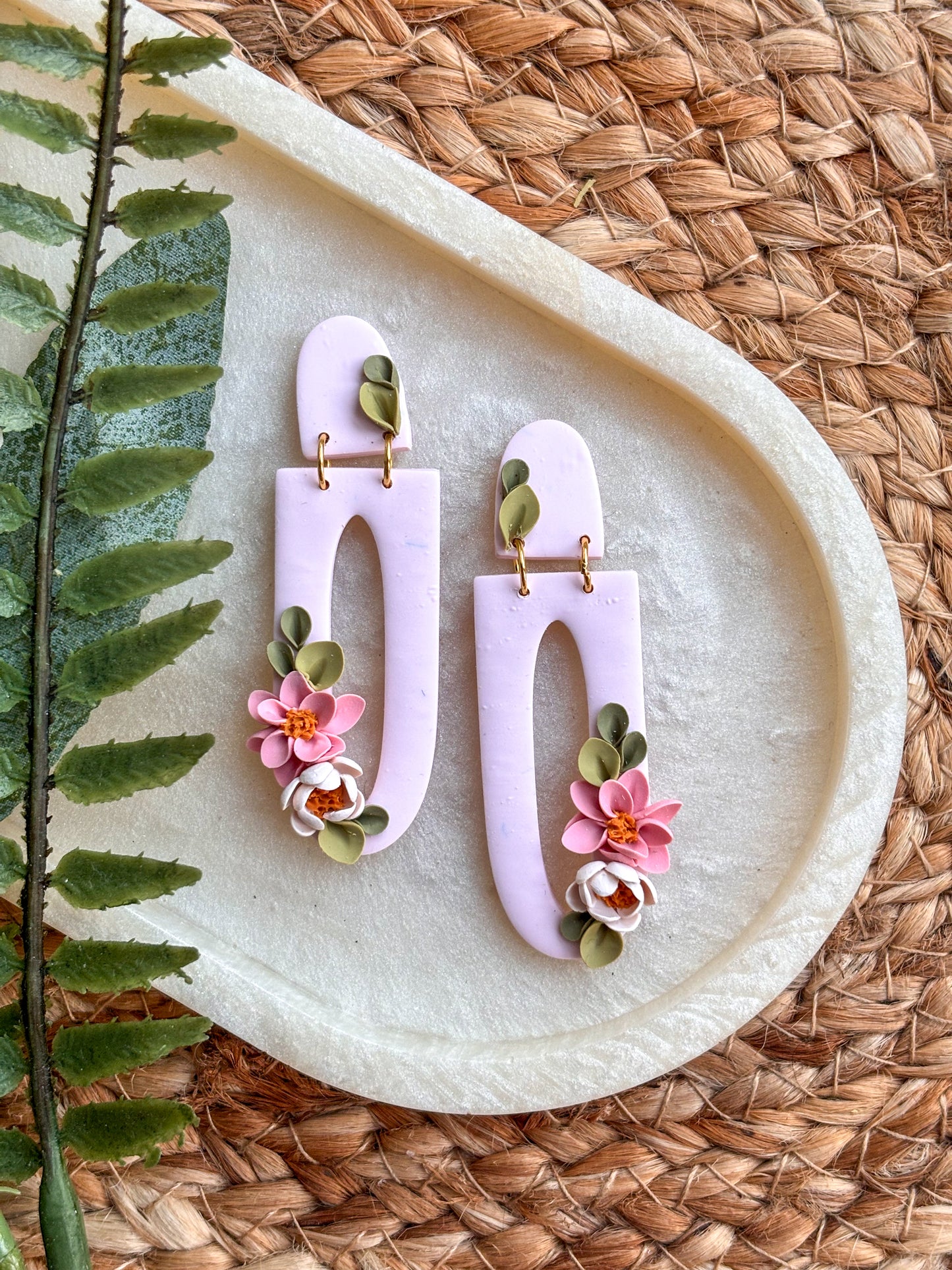 Pink floral Dangles