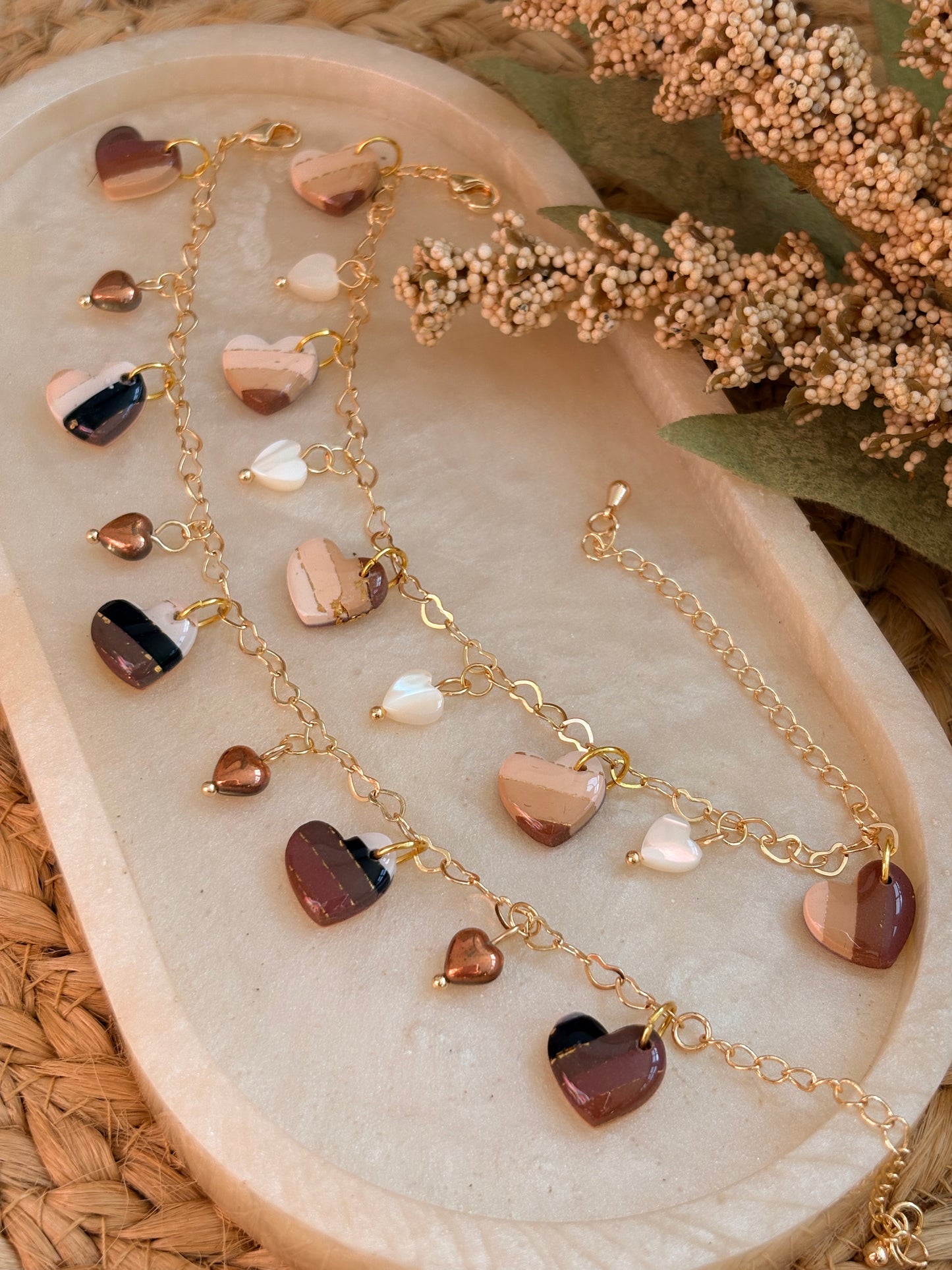 Dainty Striped Heart Hoops