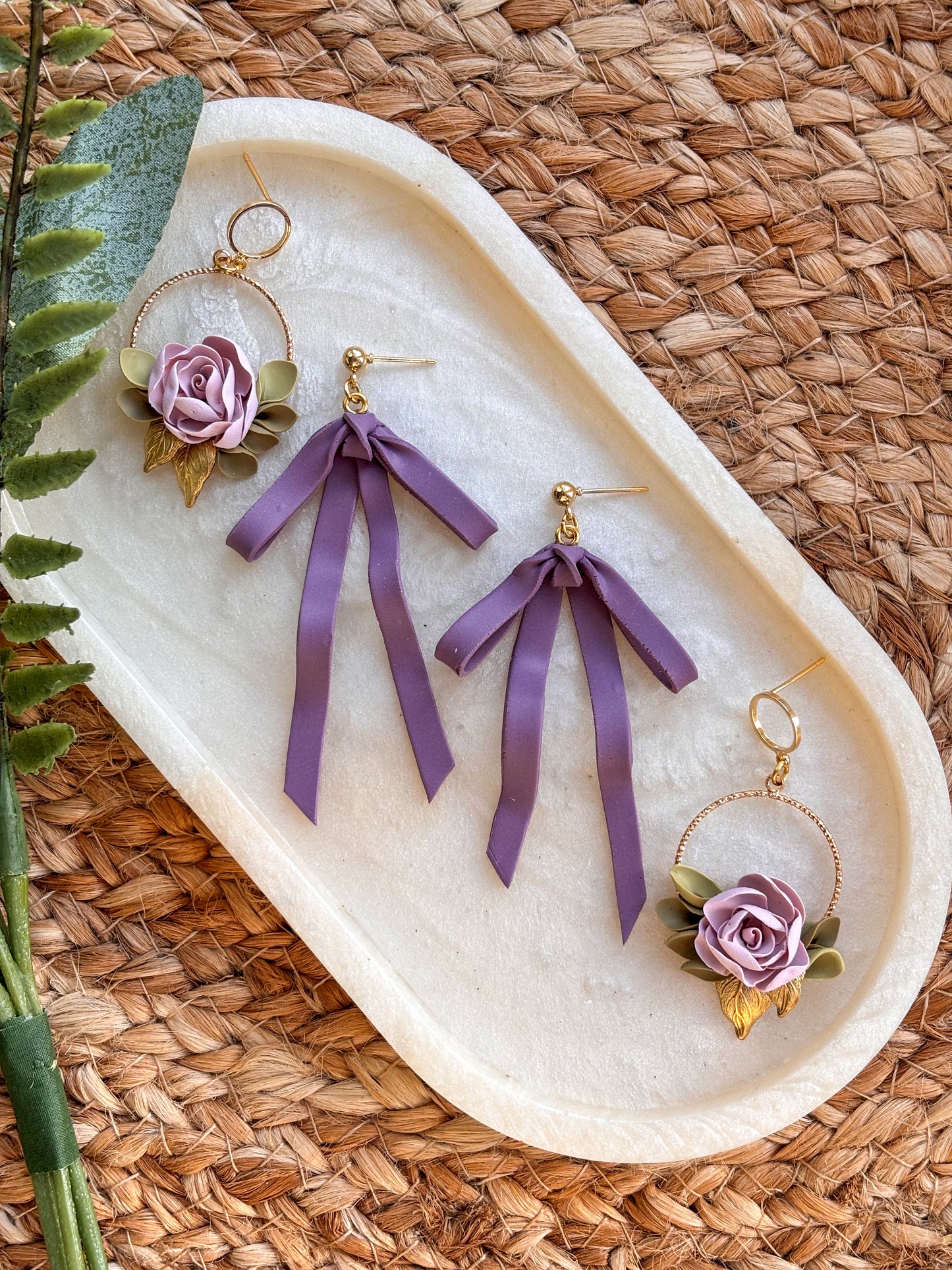 Dainty Purple Bow Earrings