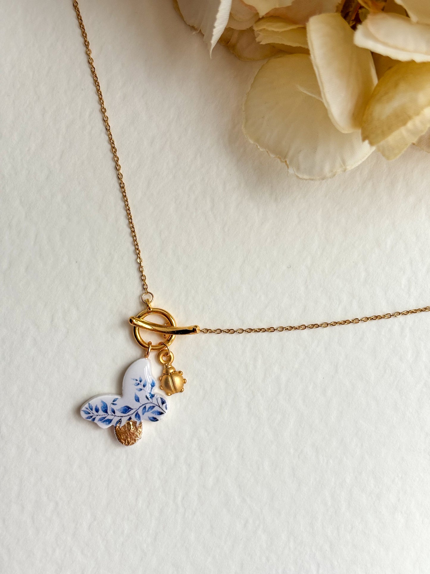 Butterfly Ceramic Charm Necklace
