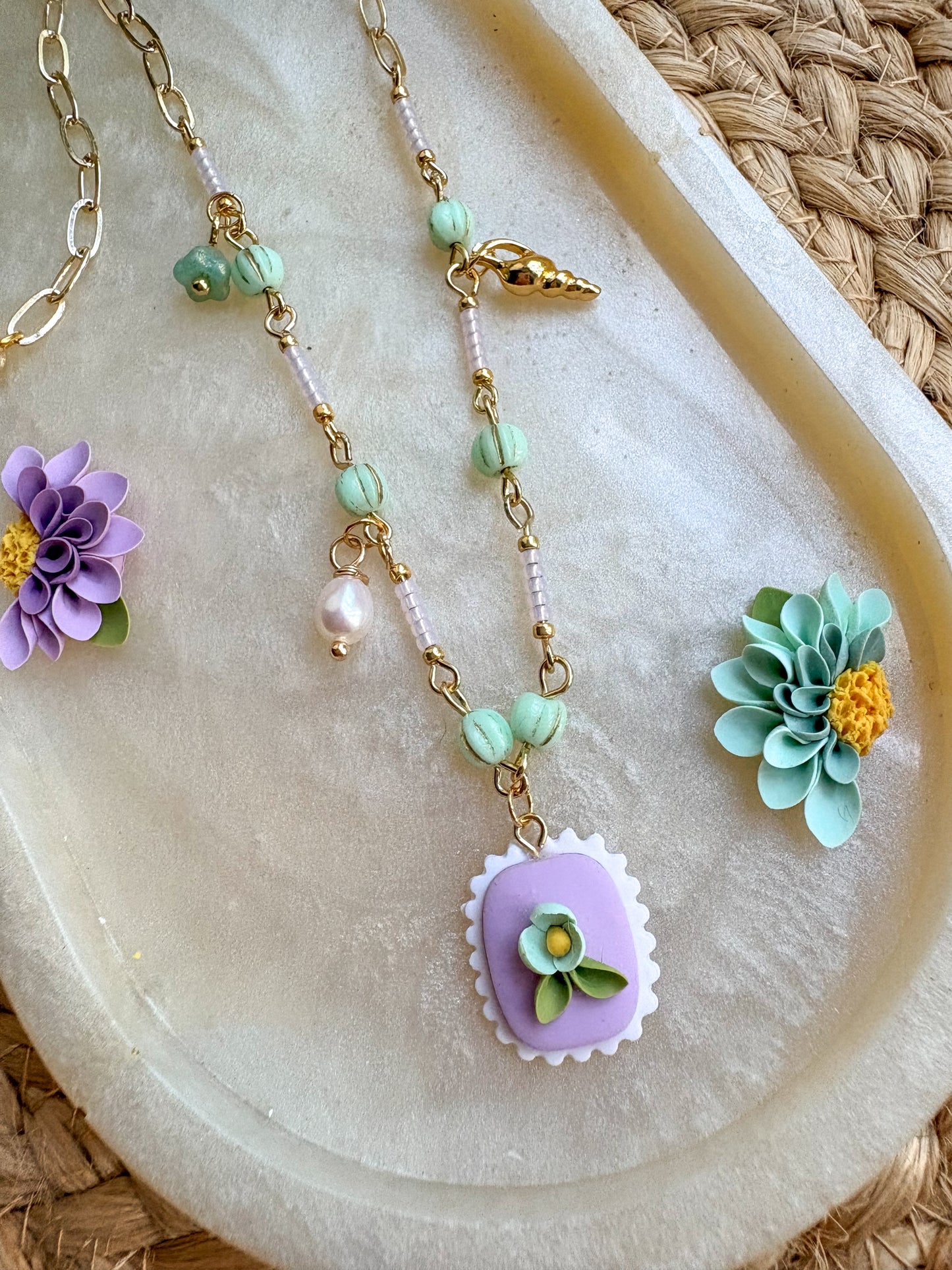 Beaded charm necklace
