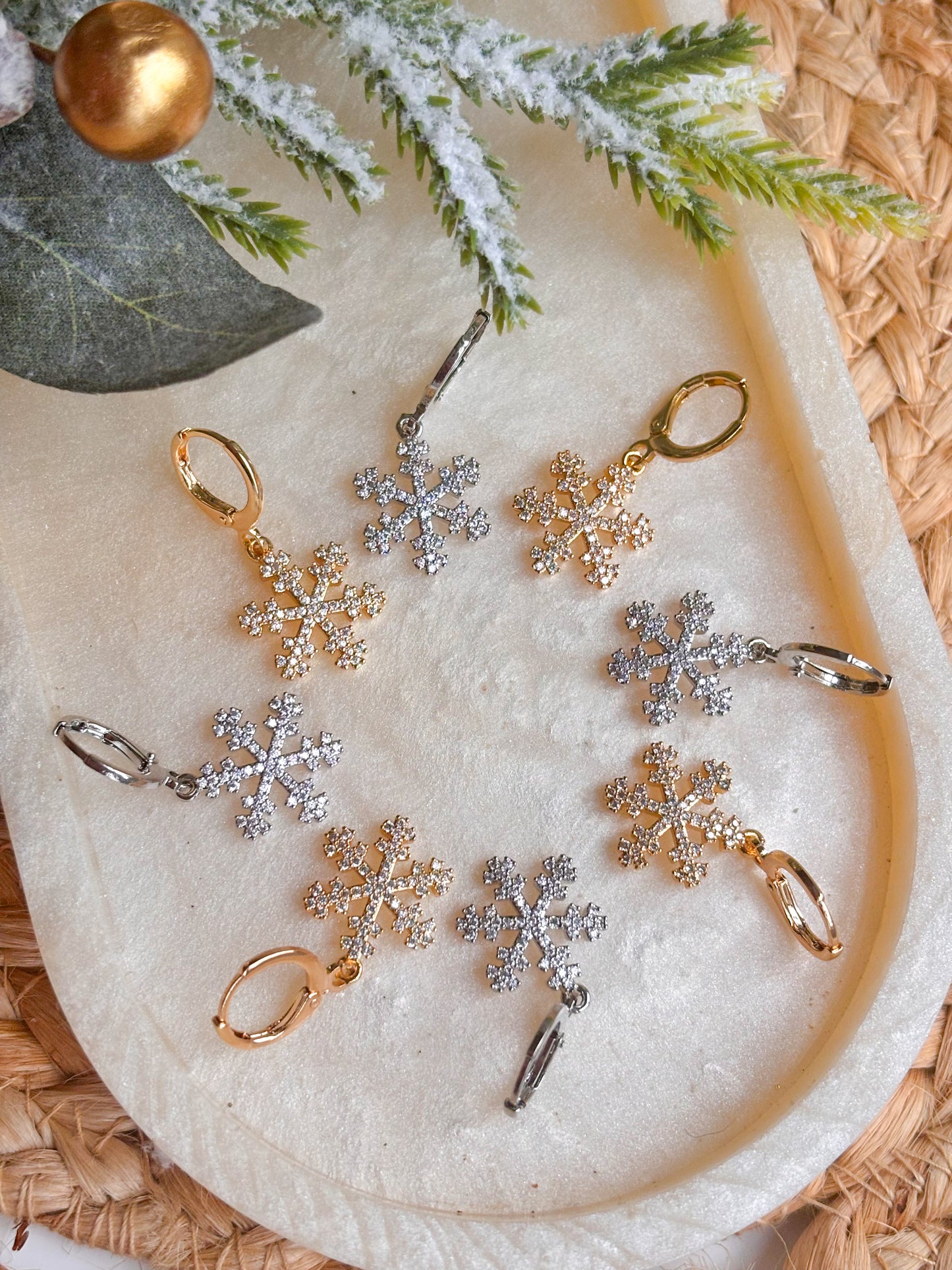 Sparkly Snowflake Huggies