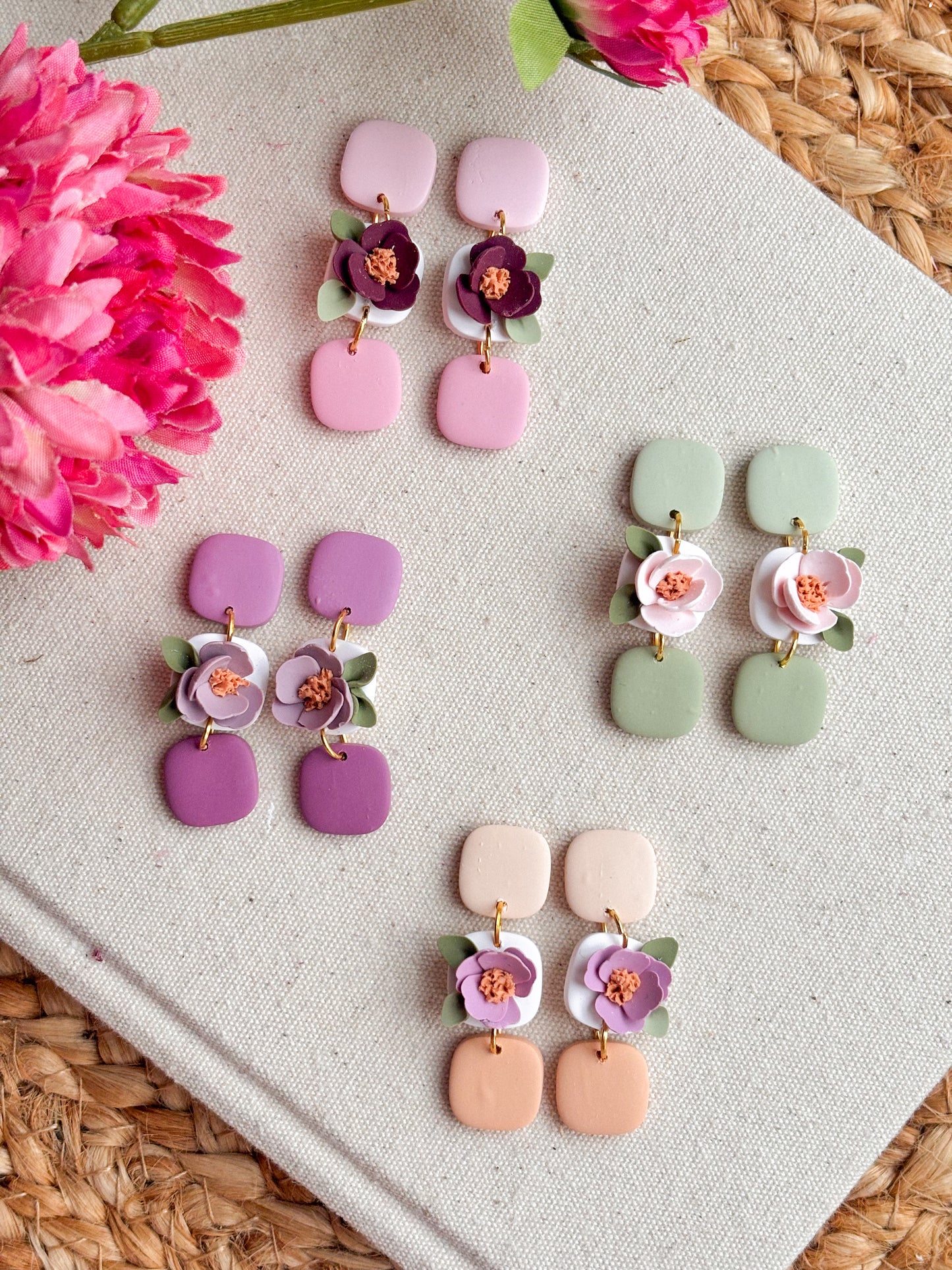 Floral Tile Earrings