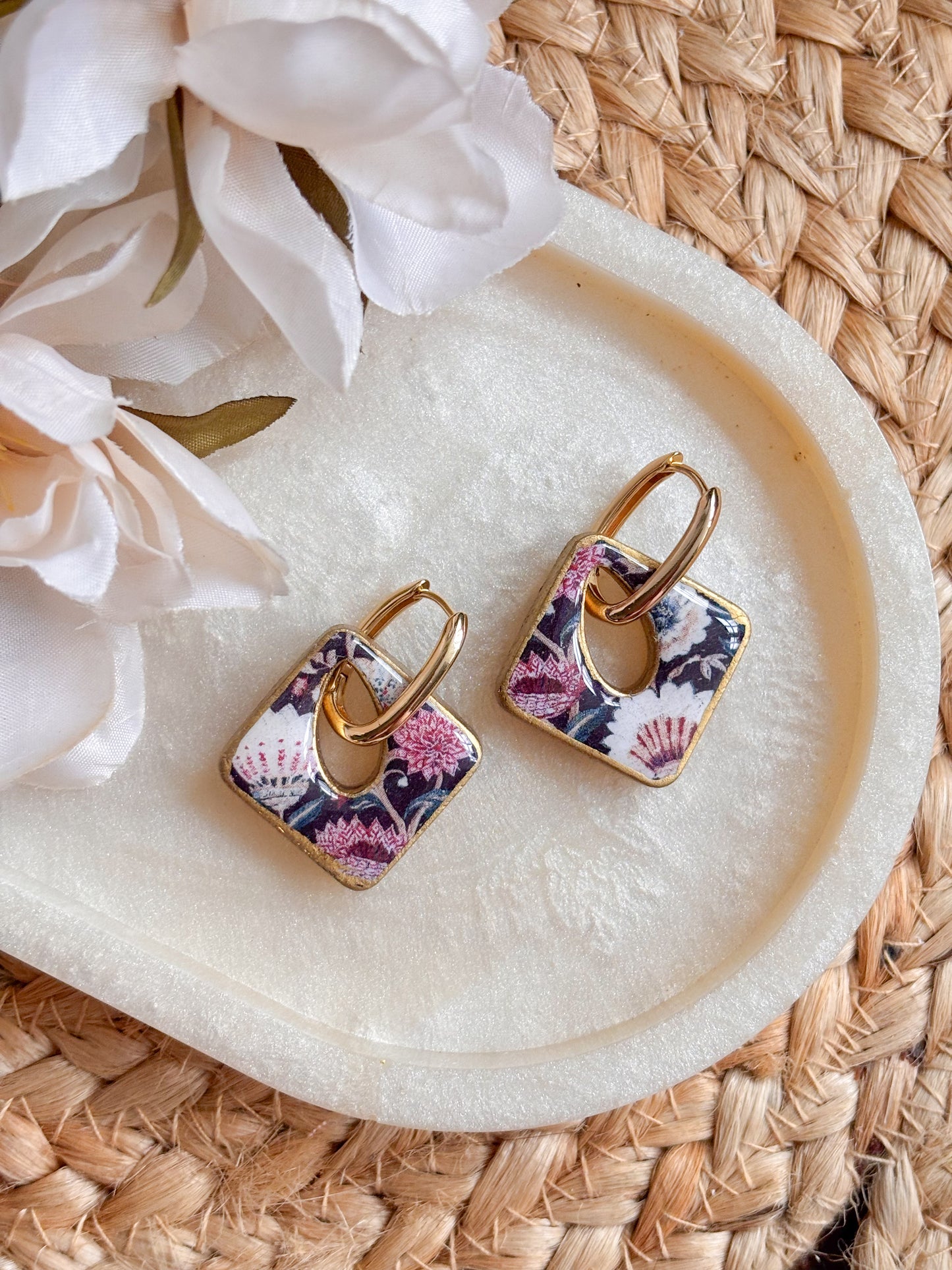 Square Charm Huggies