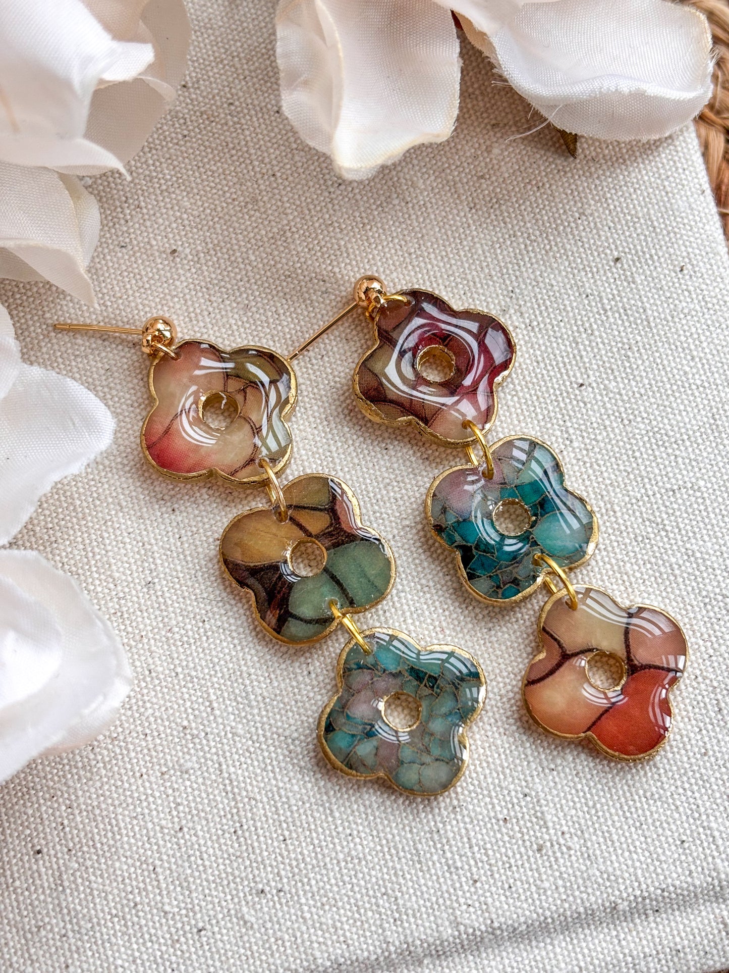 Stained Glass Effect Daisy Dangles