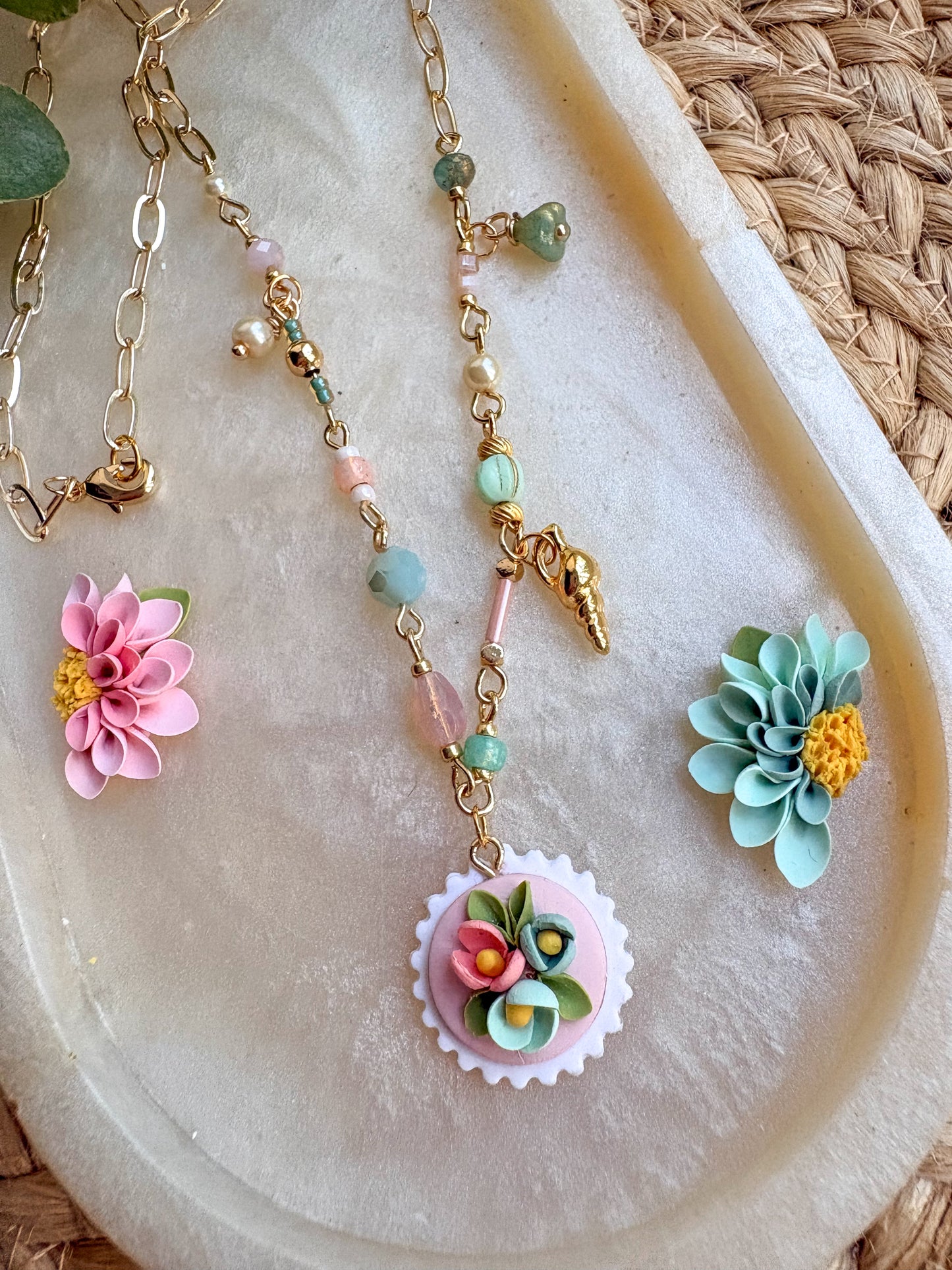 Beaded charm necklace