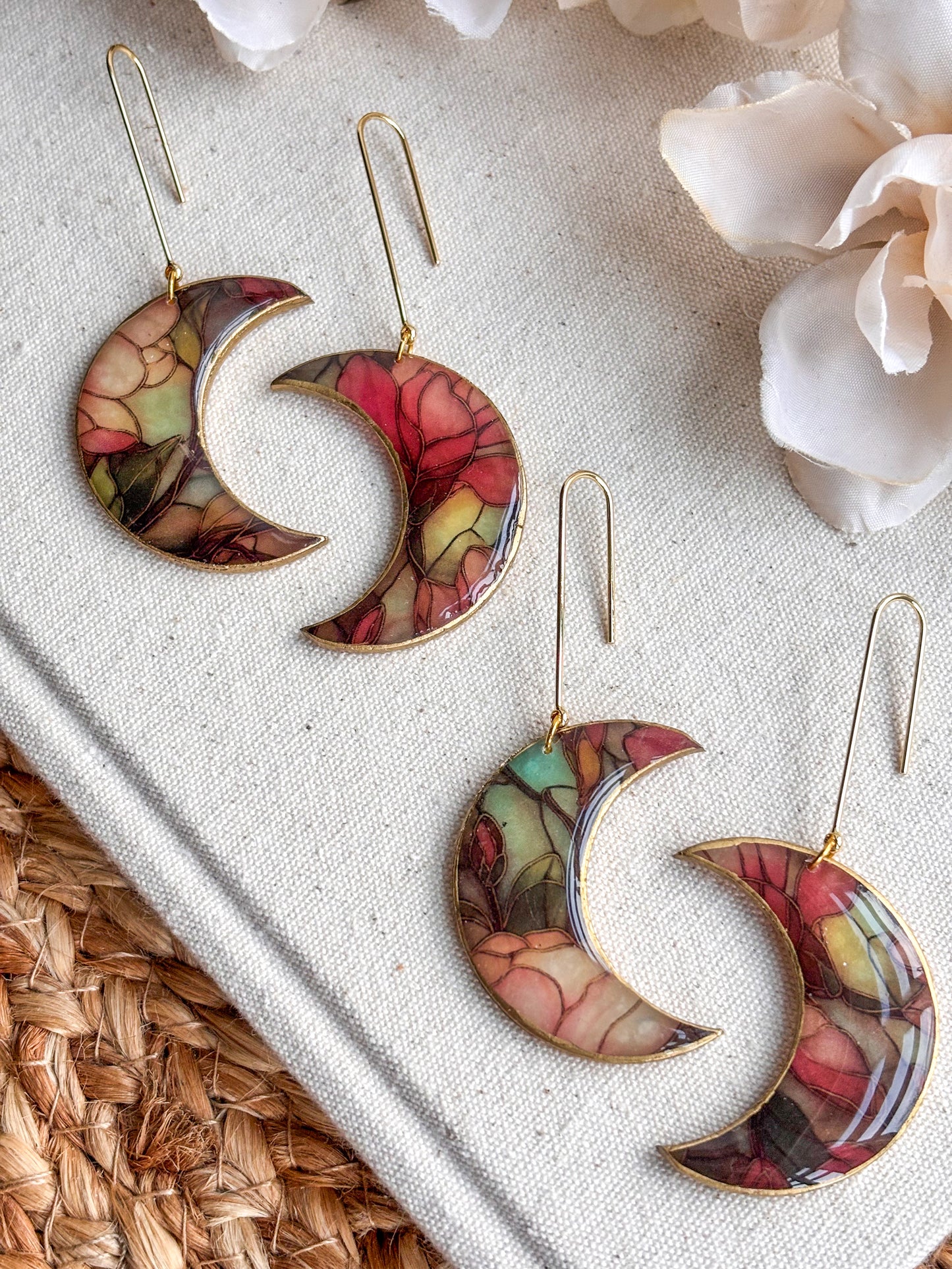 Stained Glass Effect Crescent Moons