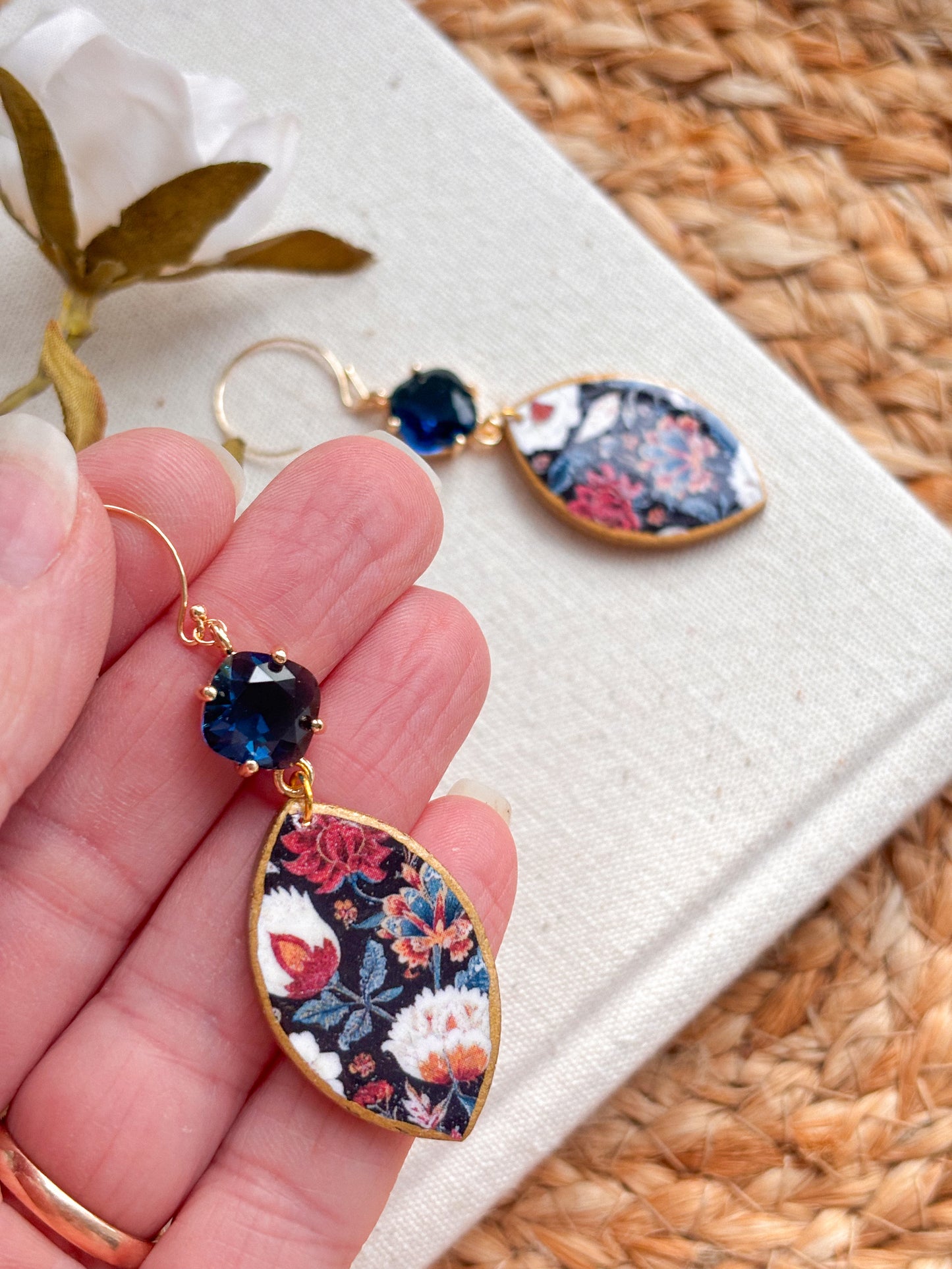 Blue Sapphire Floral Dangles