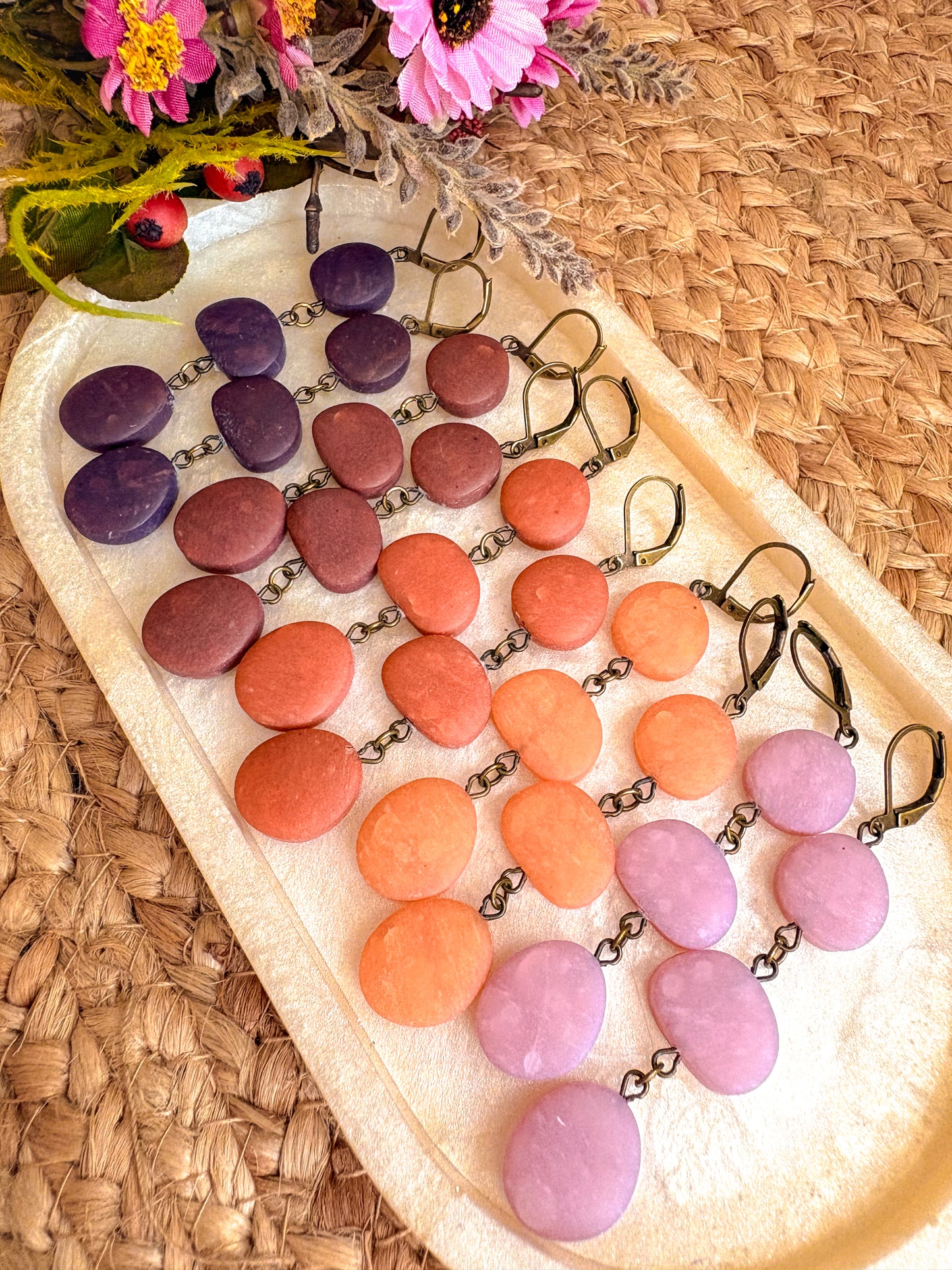 Faux sea glass pebble huggies