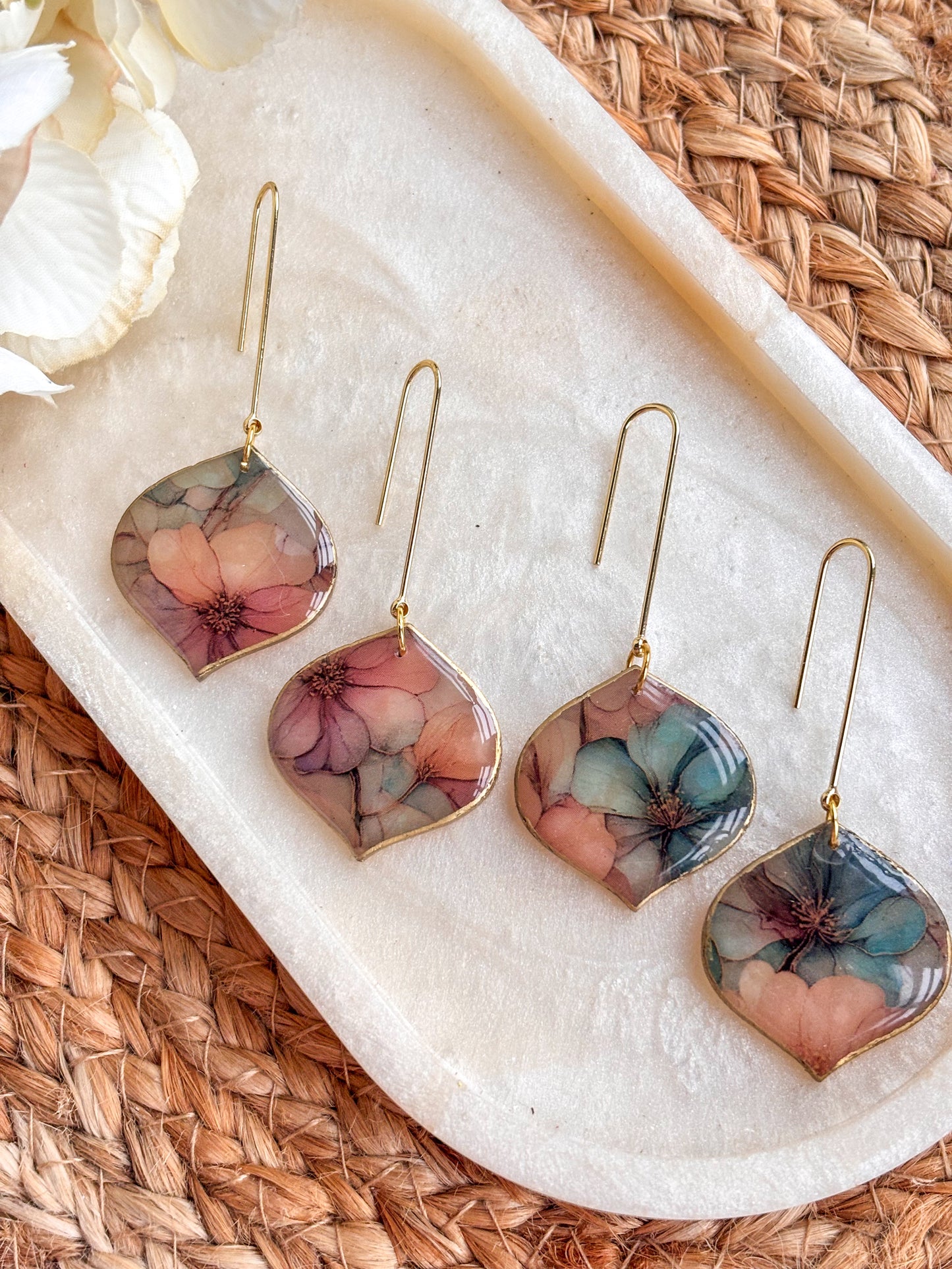 Stained Glass Effect Floral Dangles