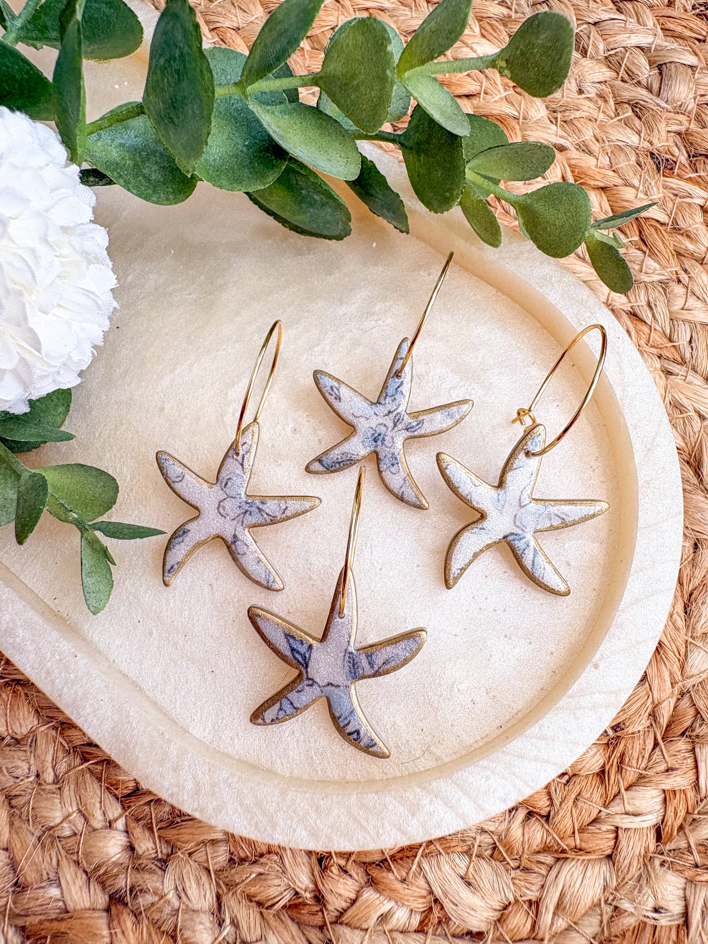 Ditsy floral organic starfish hoops