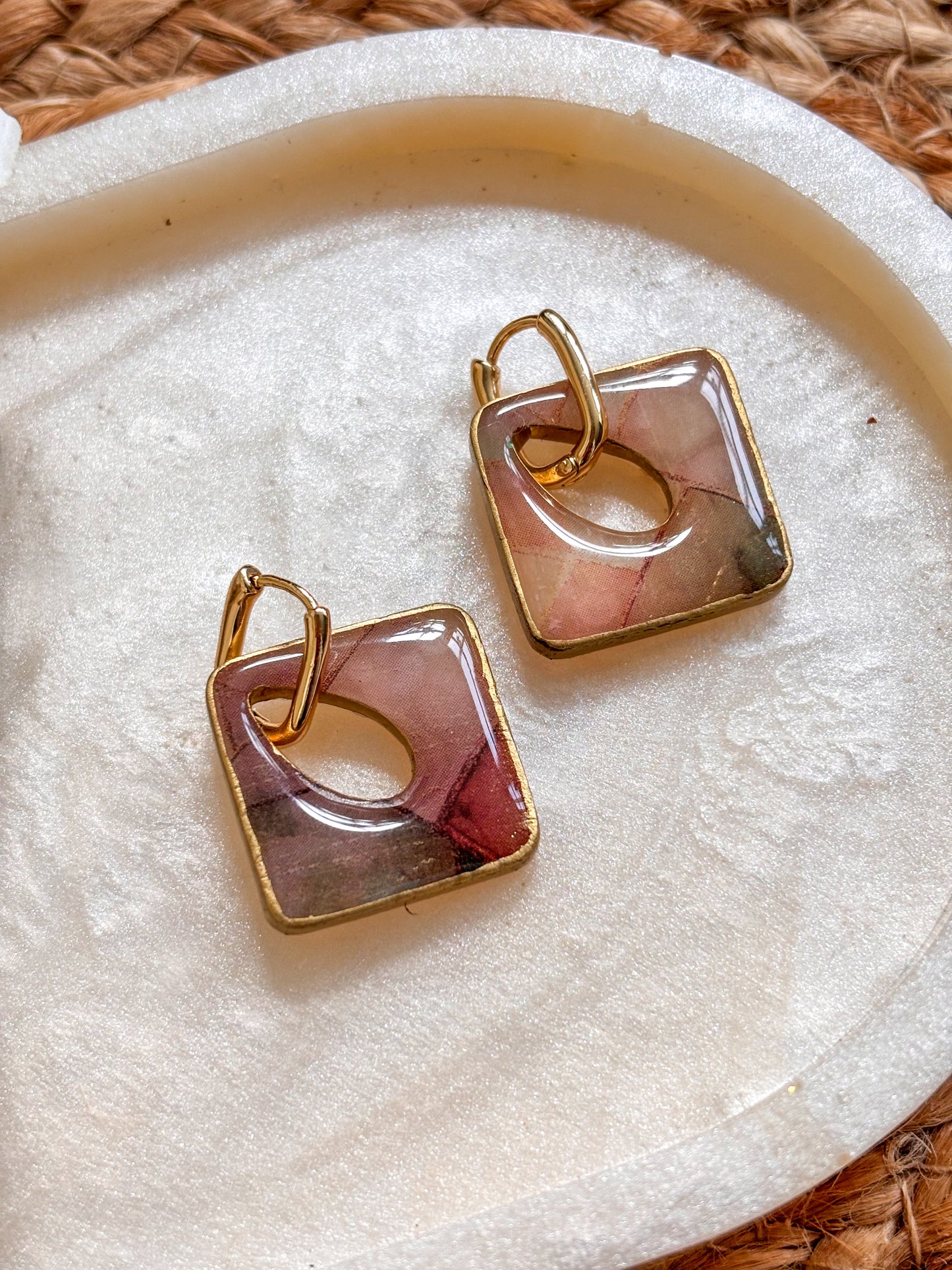 Square Stained Glass Huggies