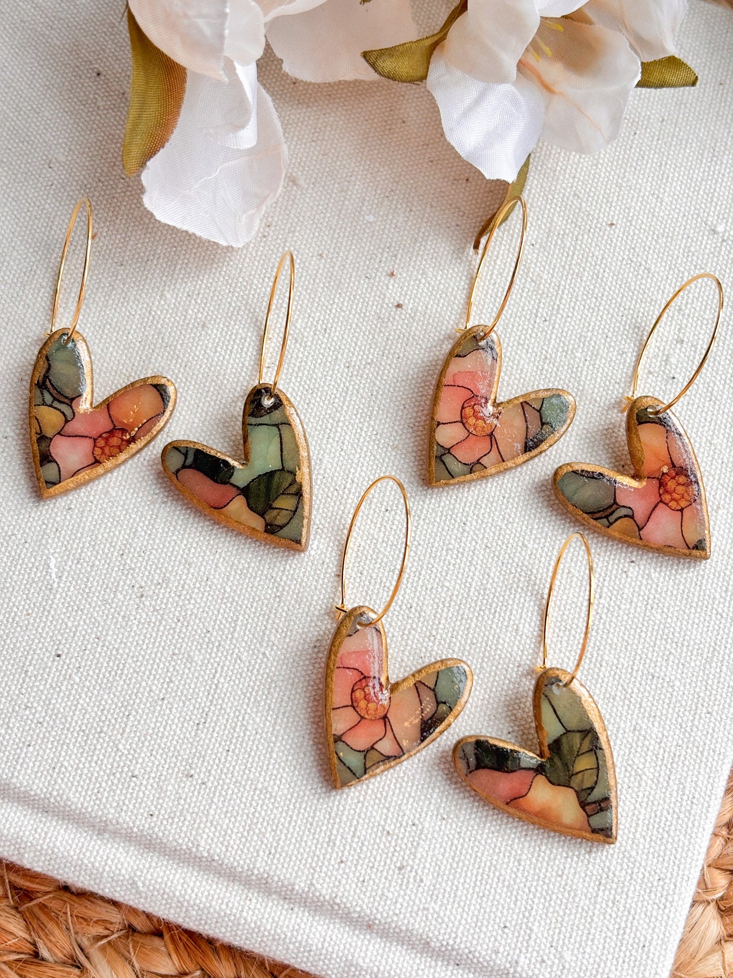 Stained Glass Heart Hoops