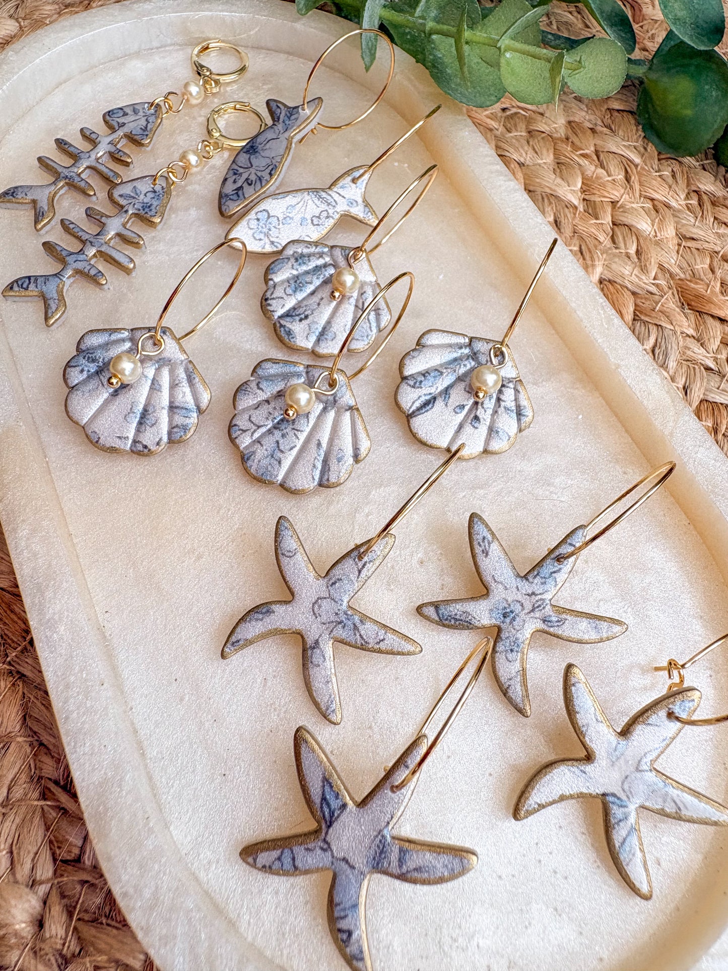 Ditsy floral organic starfish hoops