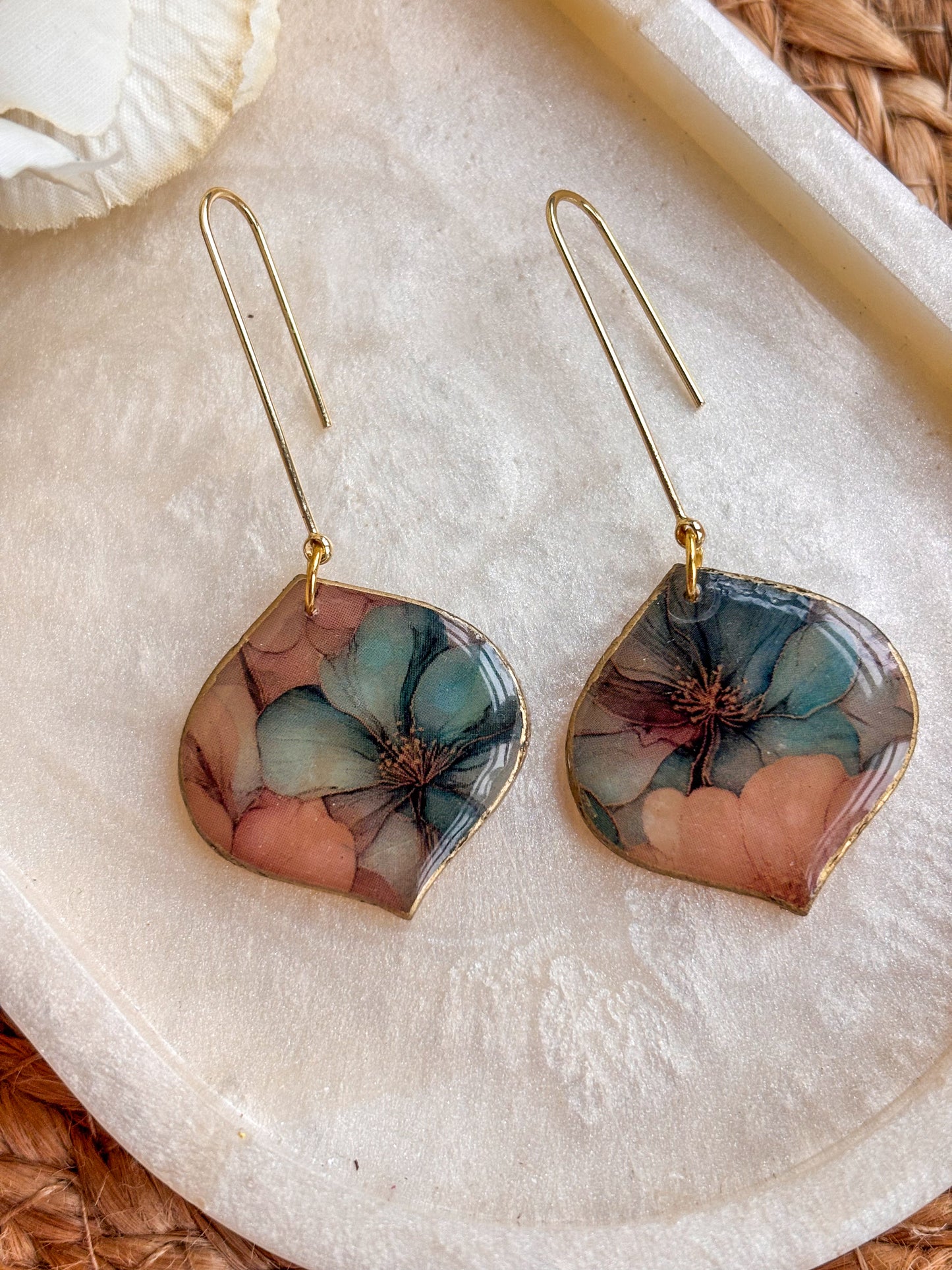 Stained Glass Effect Floral Dangles