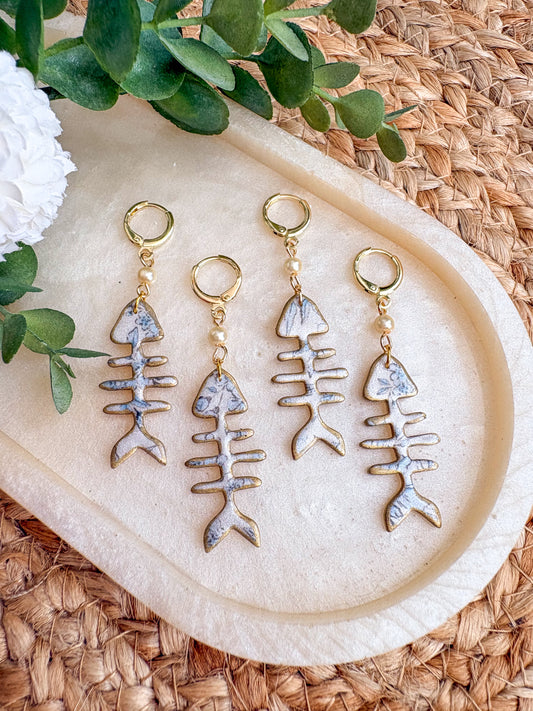 Ditsy floral fish bone Earrings
