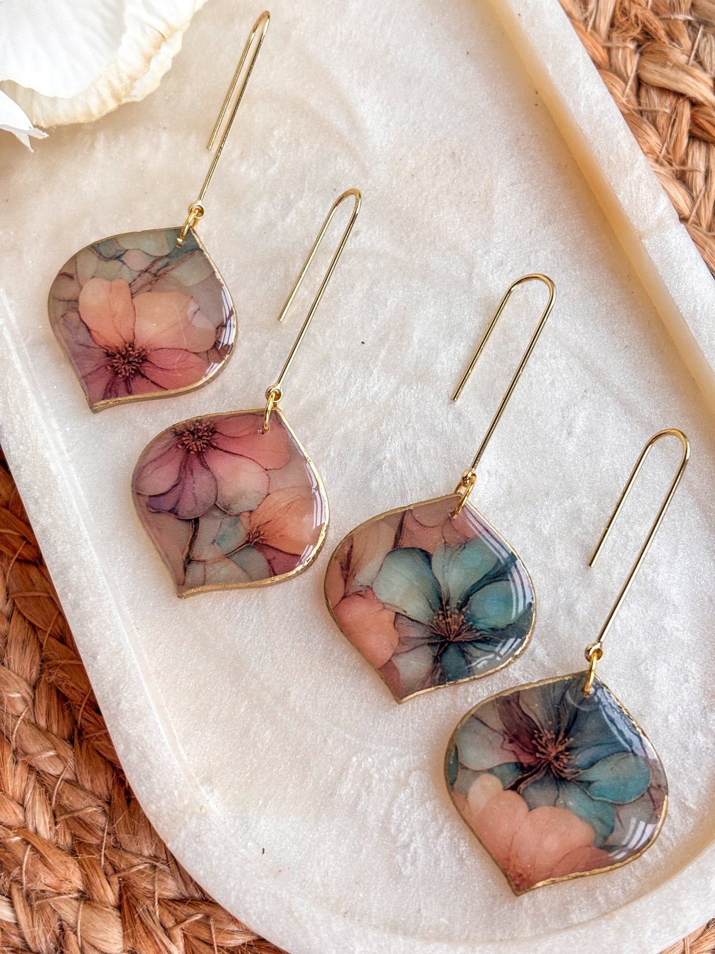 Stained Glass Effect Floral Dangles