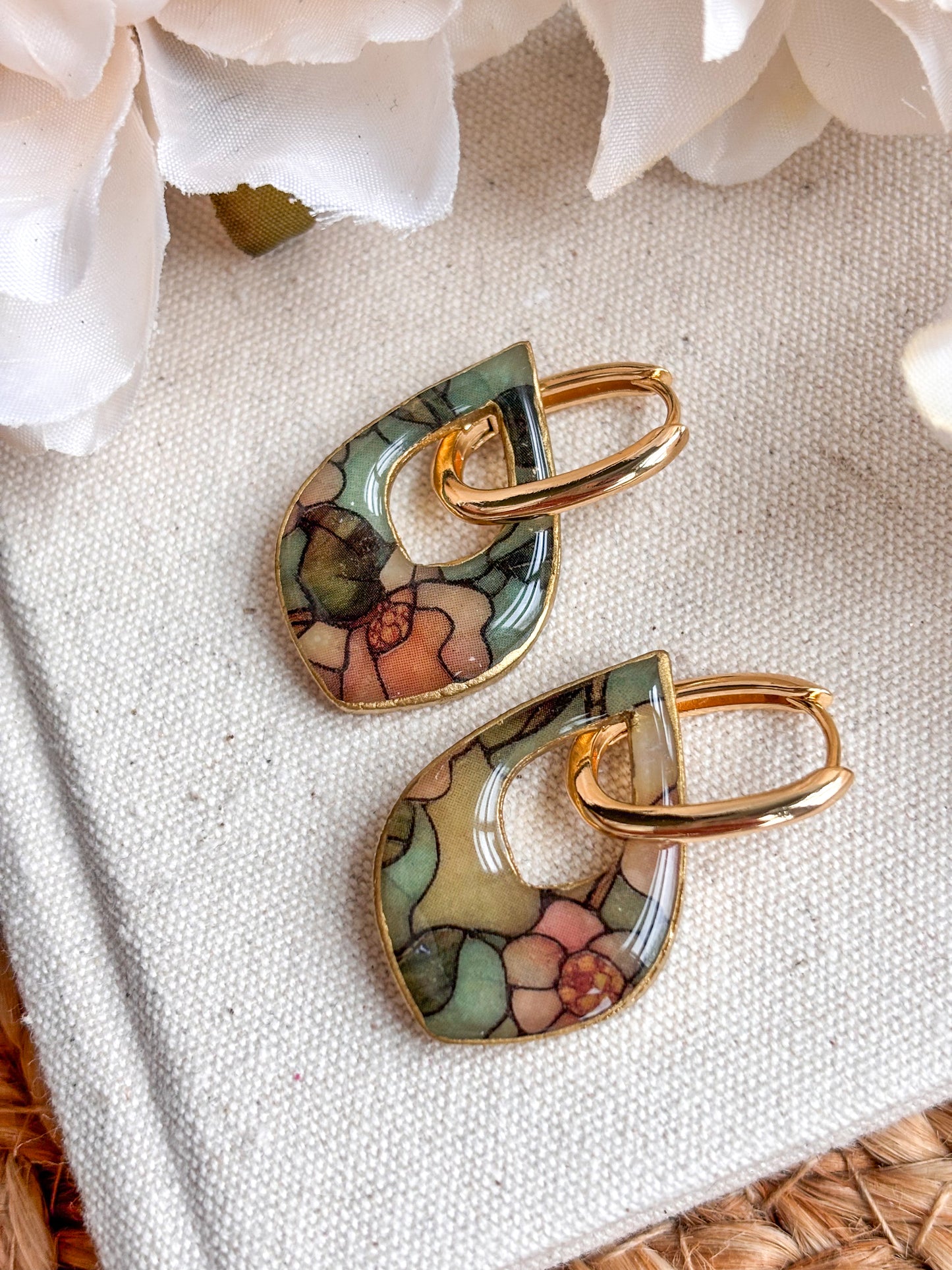 Stained Glass Teardrop Charms & Huggies