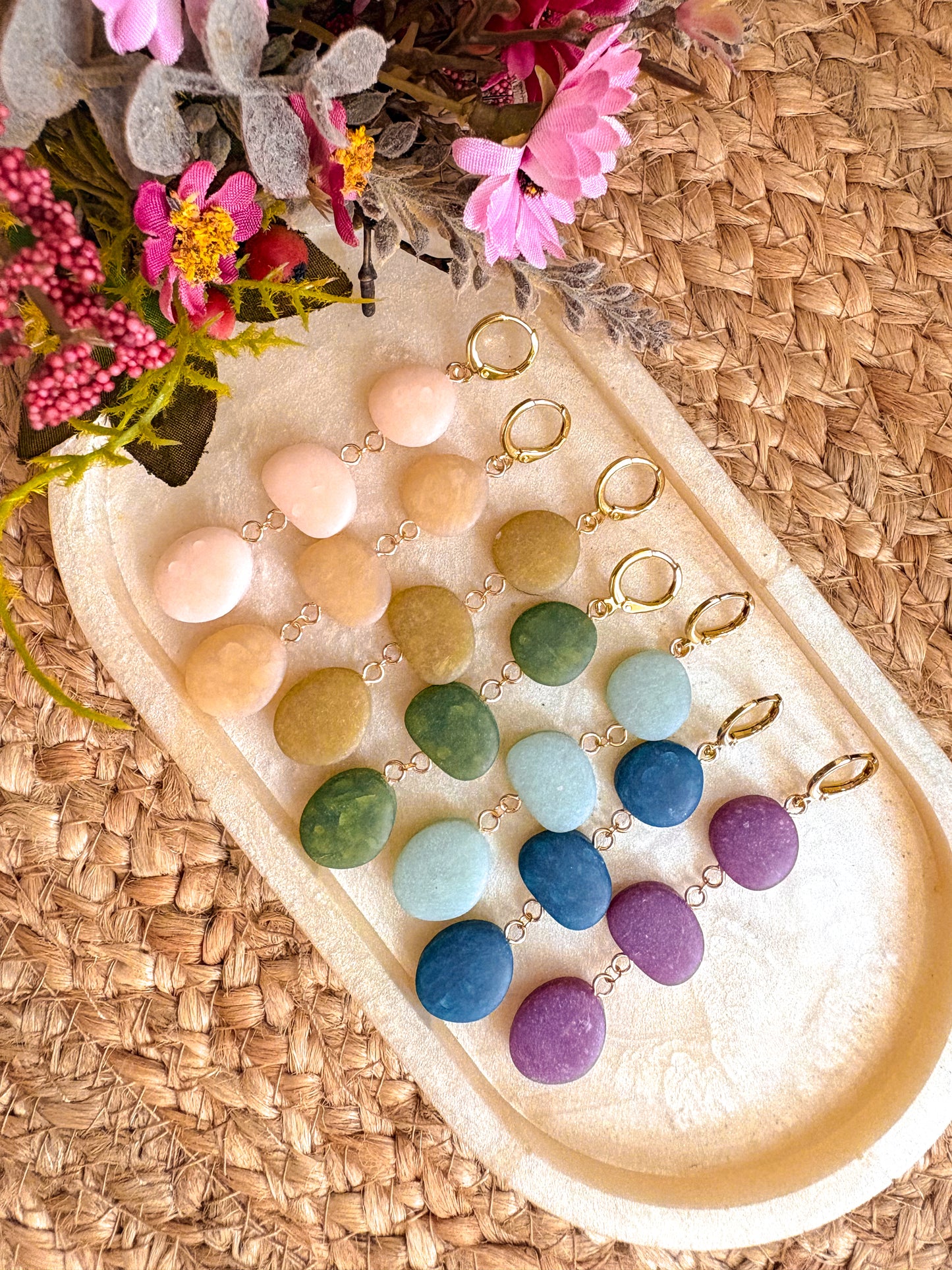 Faux sea glass pebble huggies