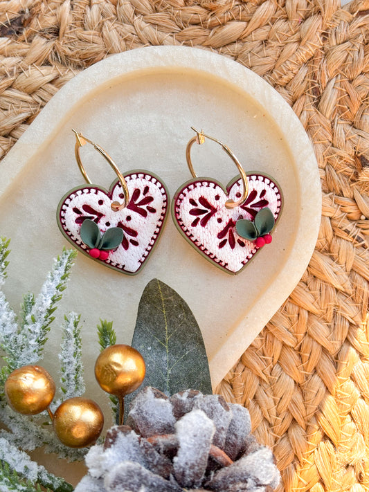 Scandi Style Heart and Holly Hoops