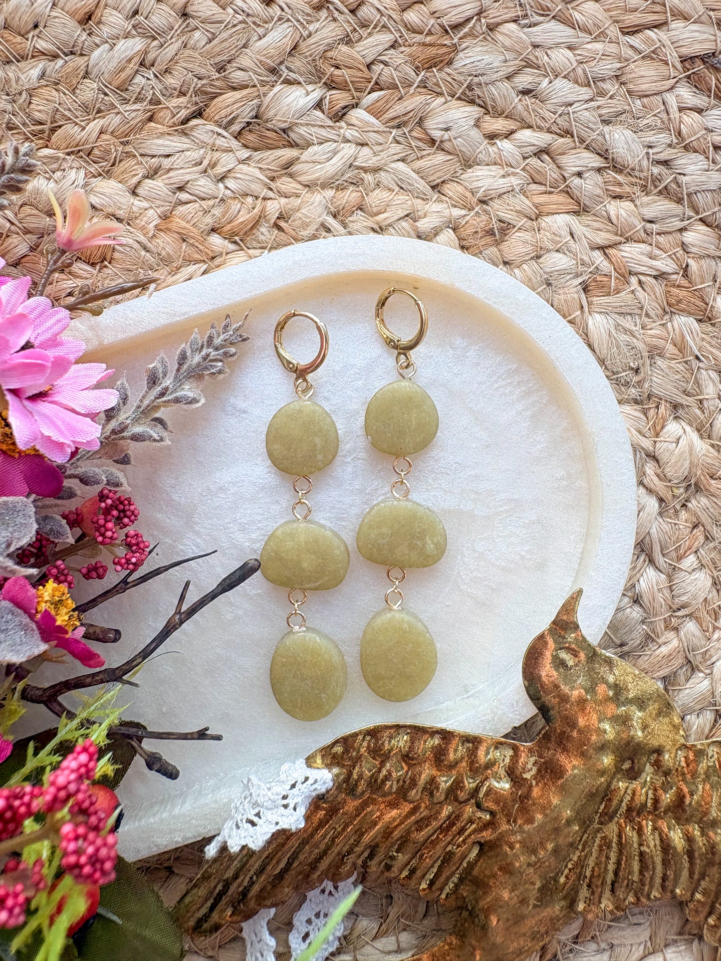 Faux sea glass pebble huggies