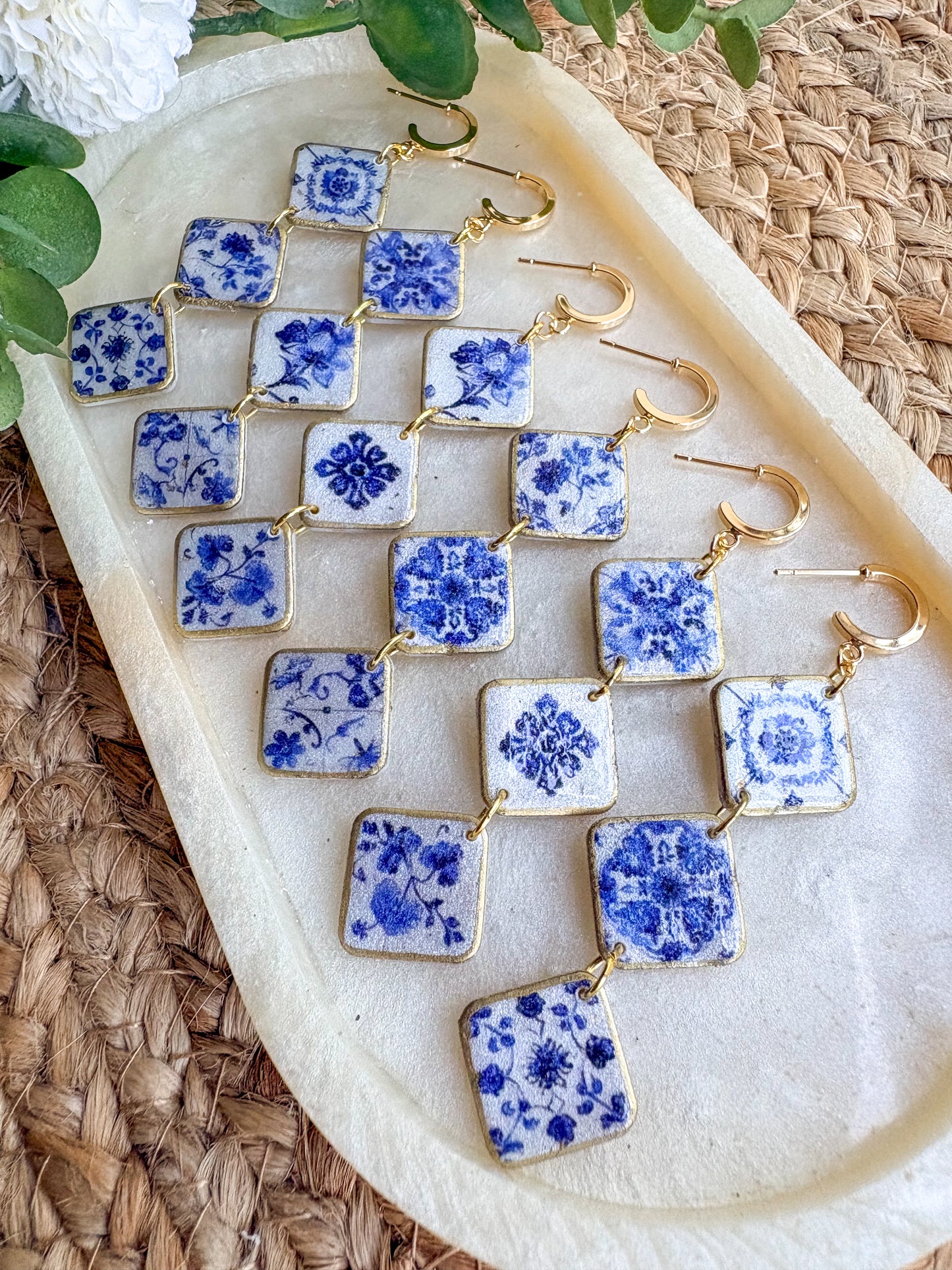 Vintage tile triple dangles