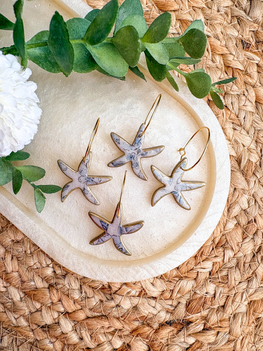 Ditsy floral organic starfish hoops