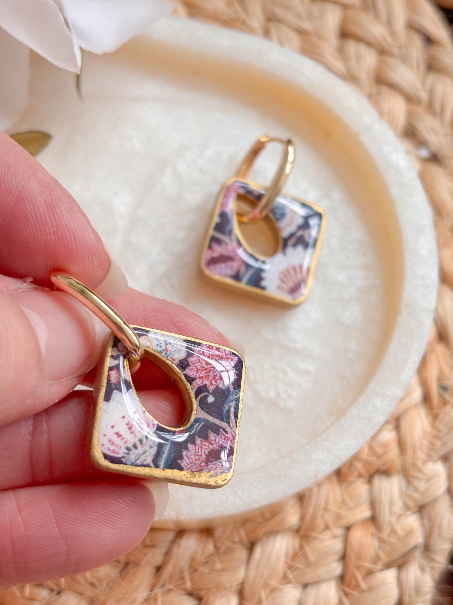 Square Charm Huggies