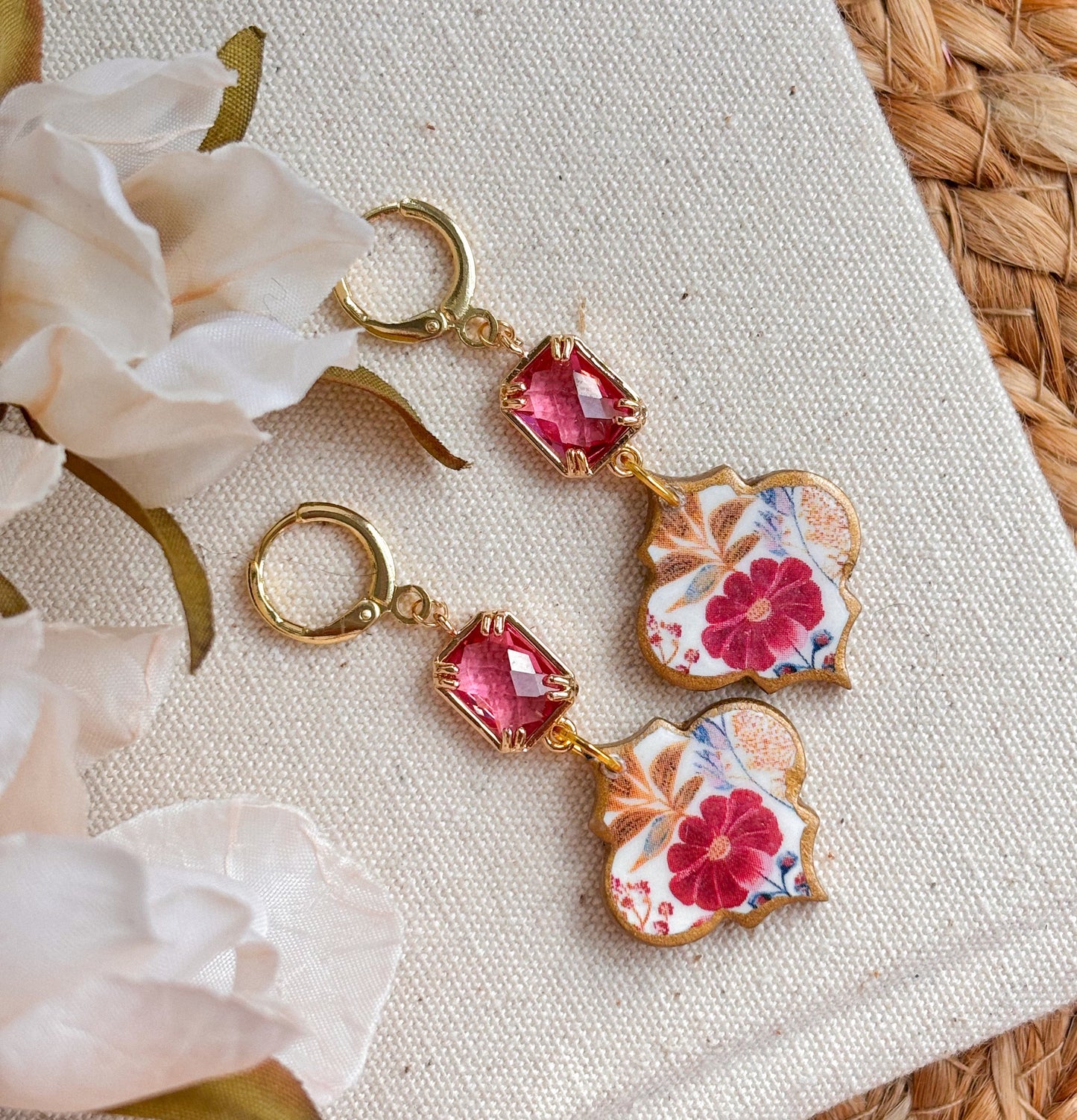 Moroccan Style Dangles With Pink Stone