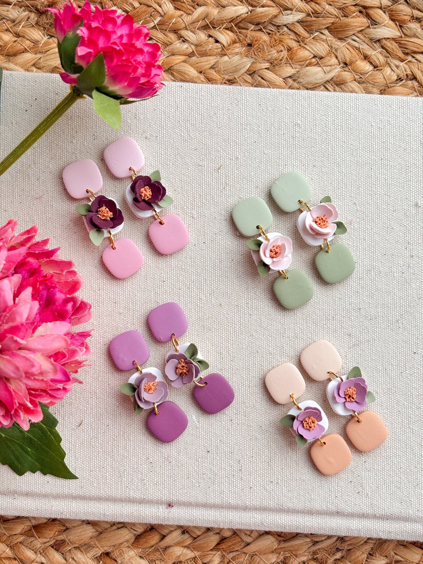 Floral Tile Earrings