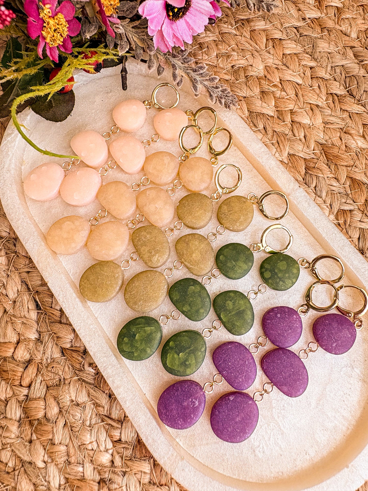 Faux sea glass pebble huggies