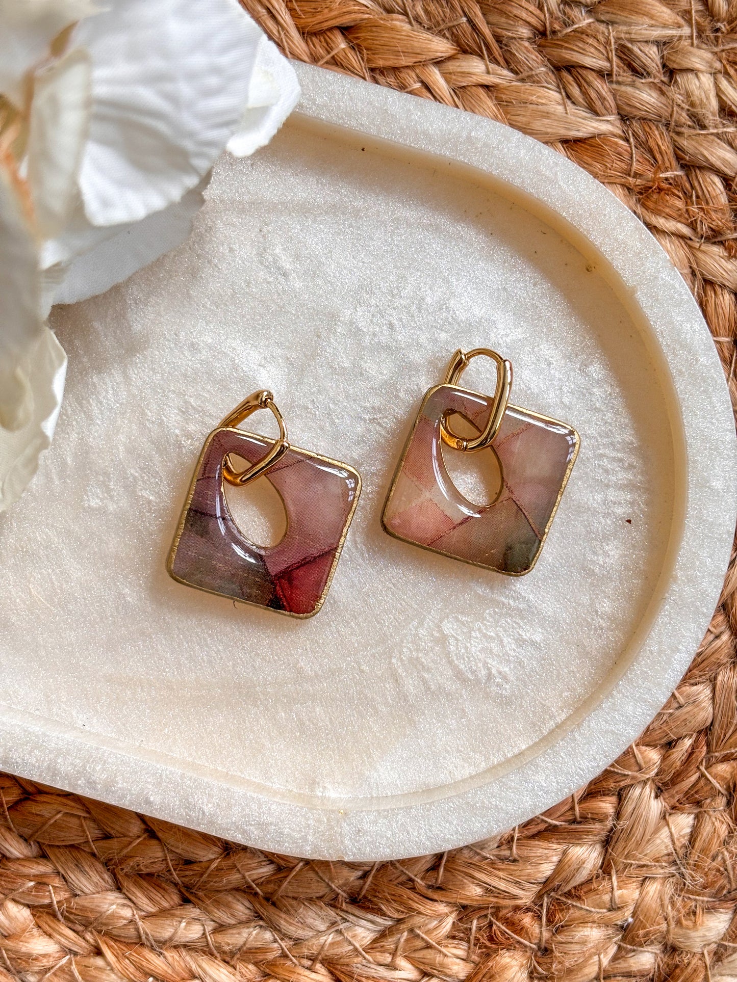 Square Stained Glass Huggies