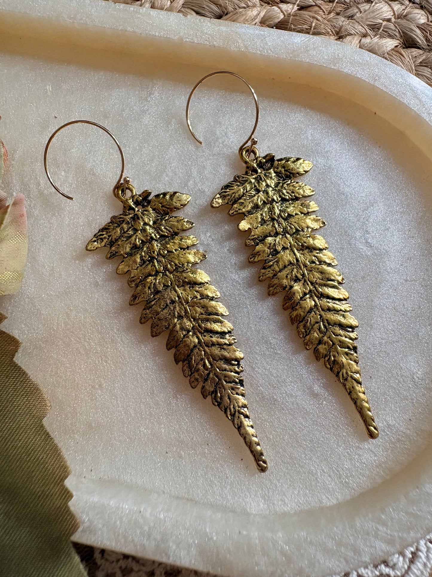 Gold plated fern dangles