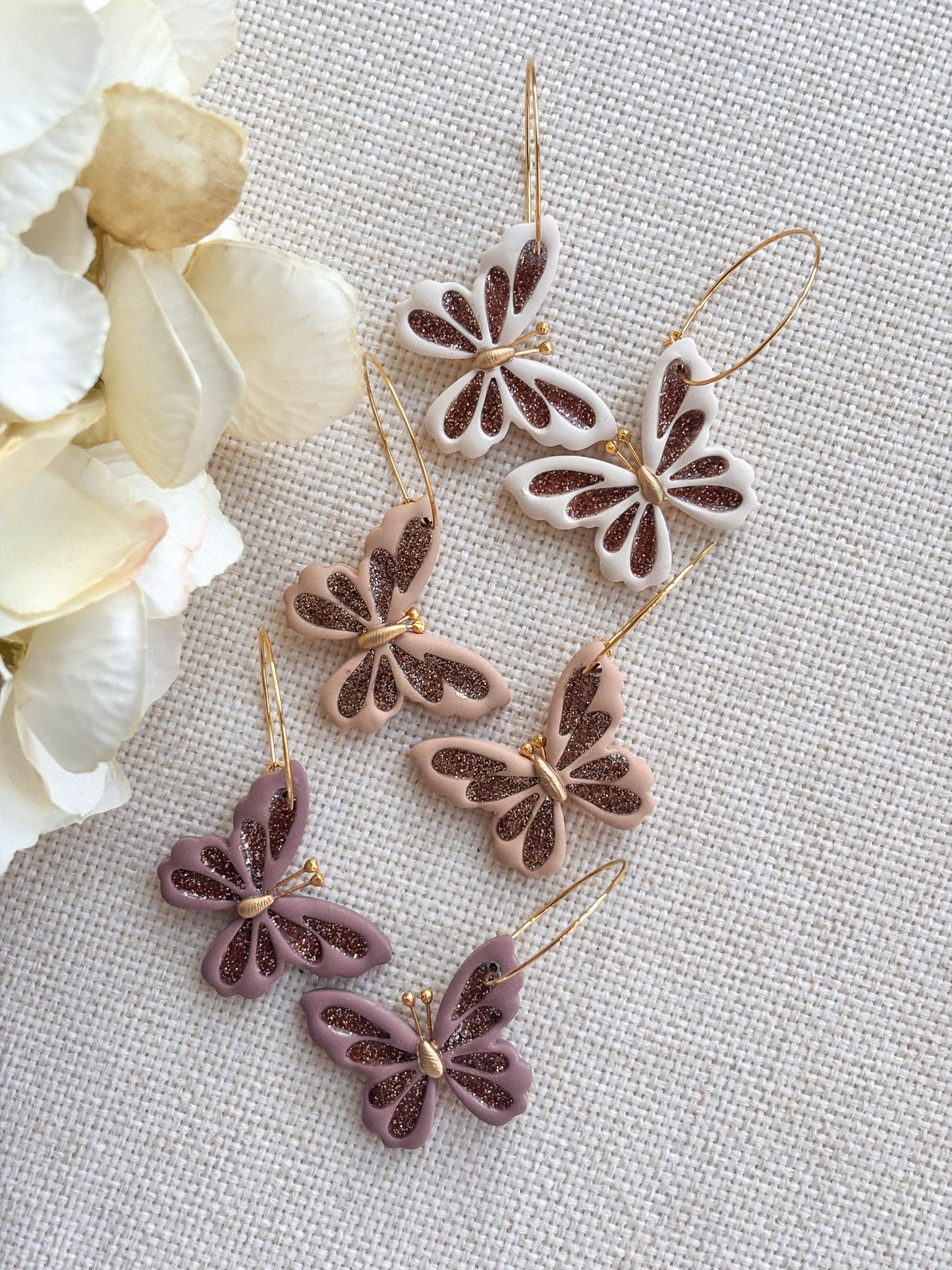 Glitter Butterfly Hoops