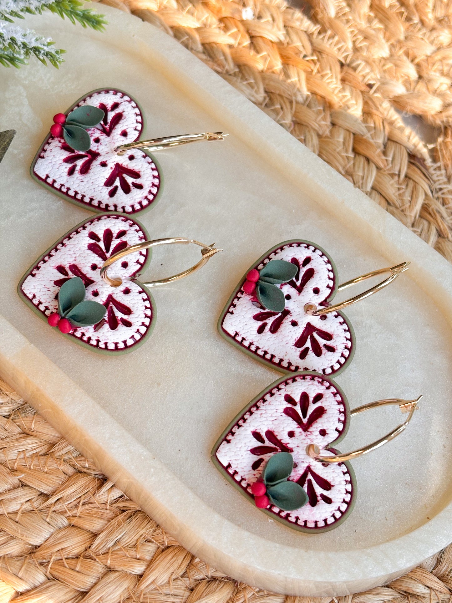 Scandi Style Heart and Holly Hoops