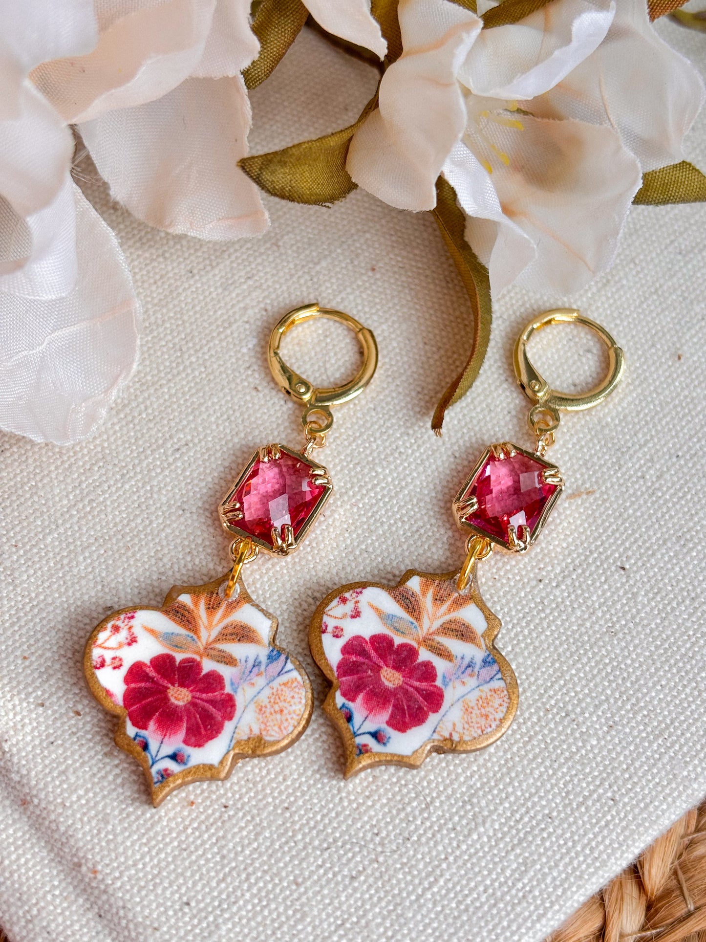 Moroccan Style Dangles With Pink Stone