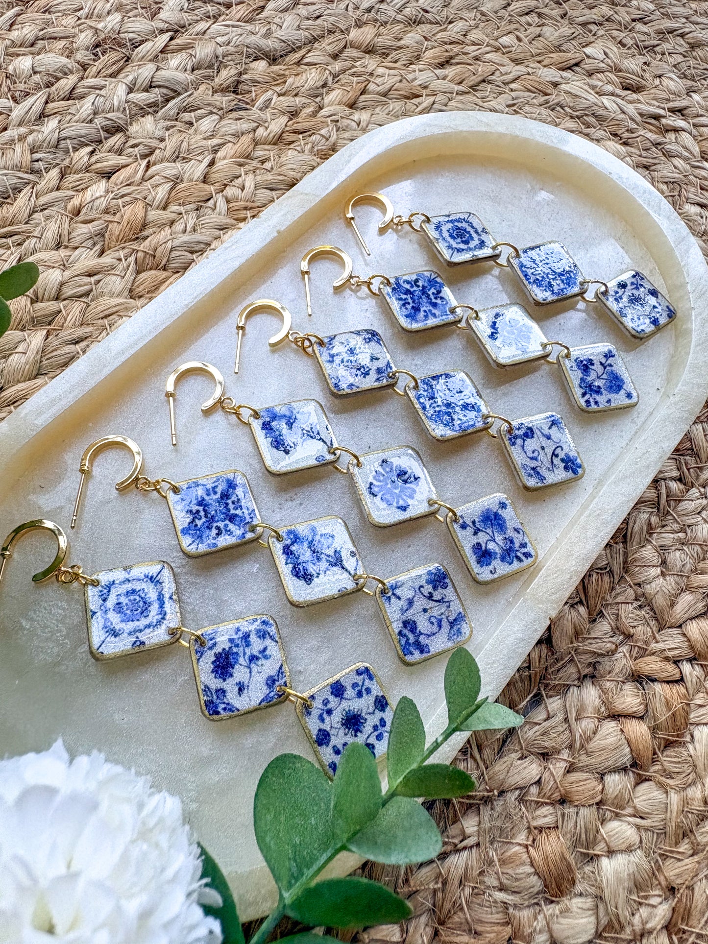 Vintage tile triple dangles
