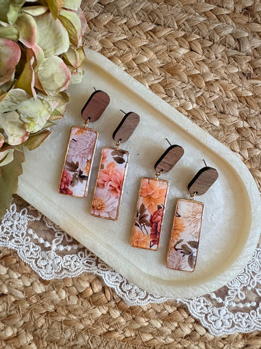 Autumn rectangular gold frames - orange/rust