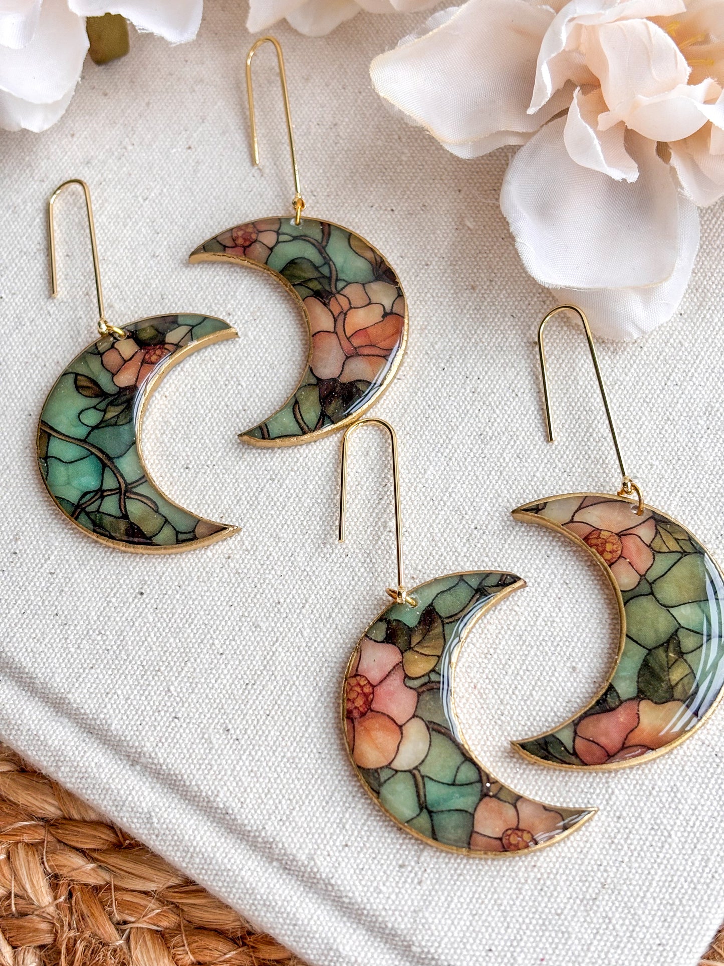 Stained Glass Effect Crescent Moons