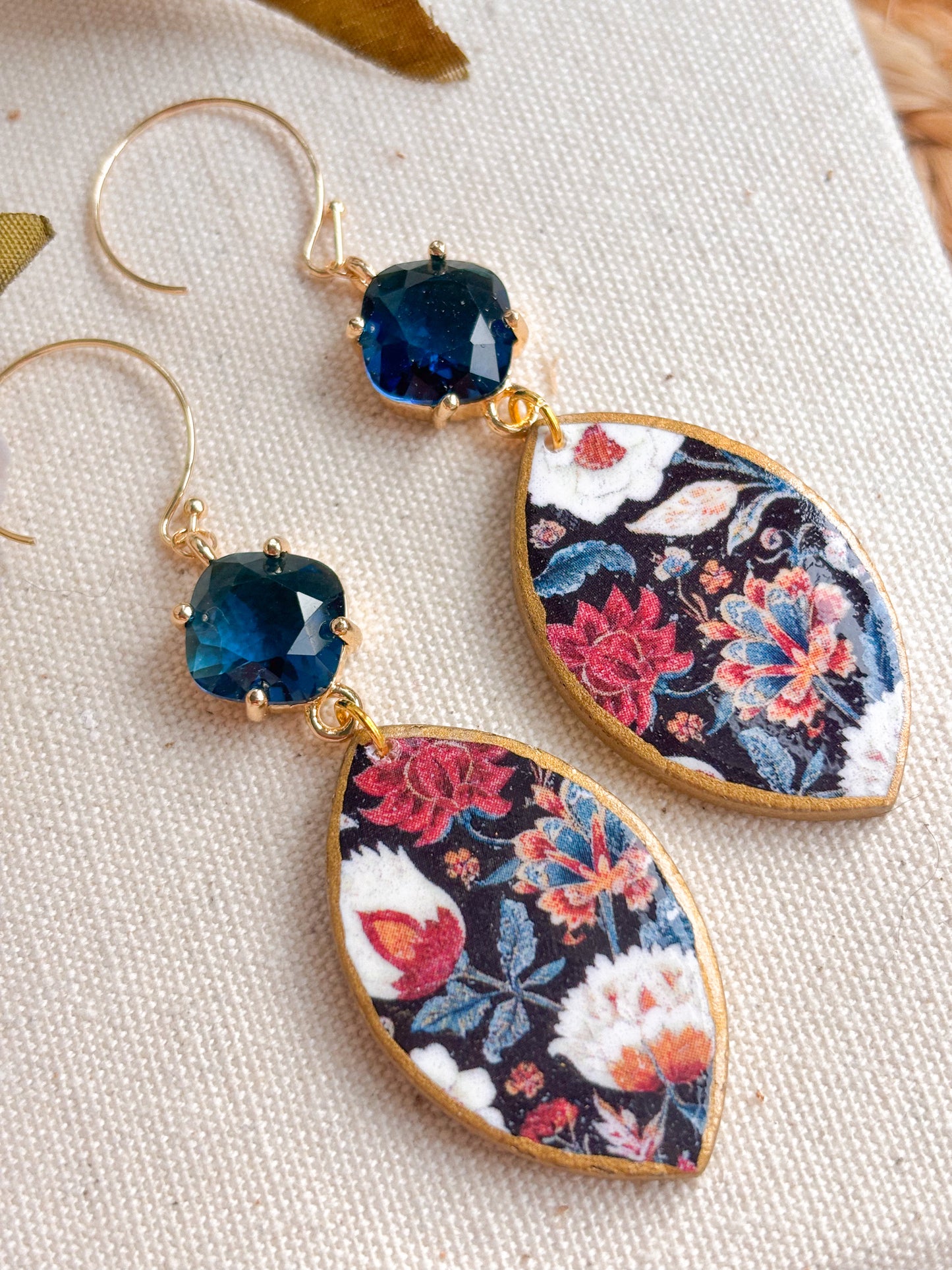 Blue Sapphire Floral Dangles