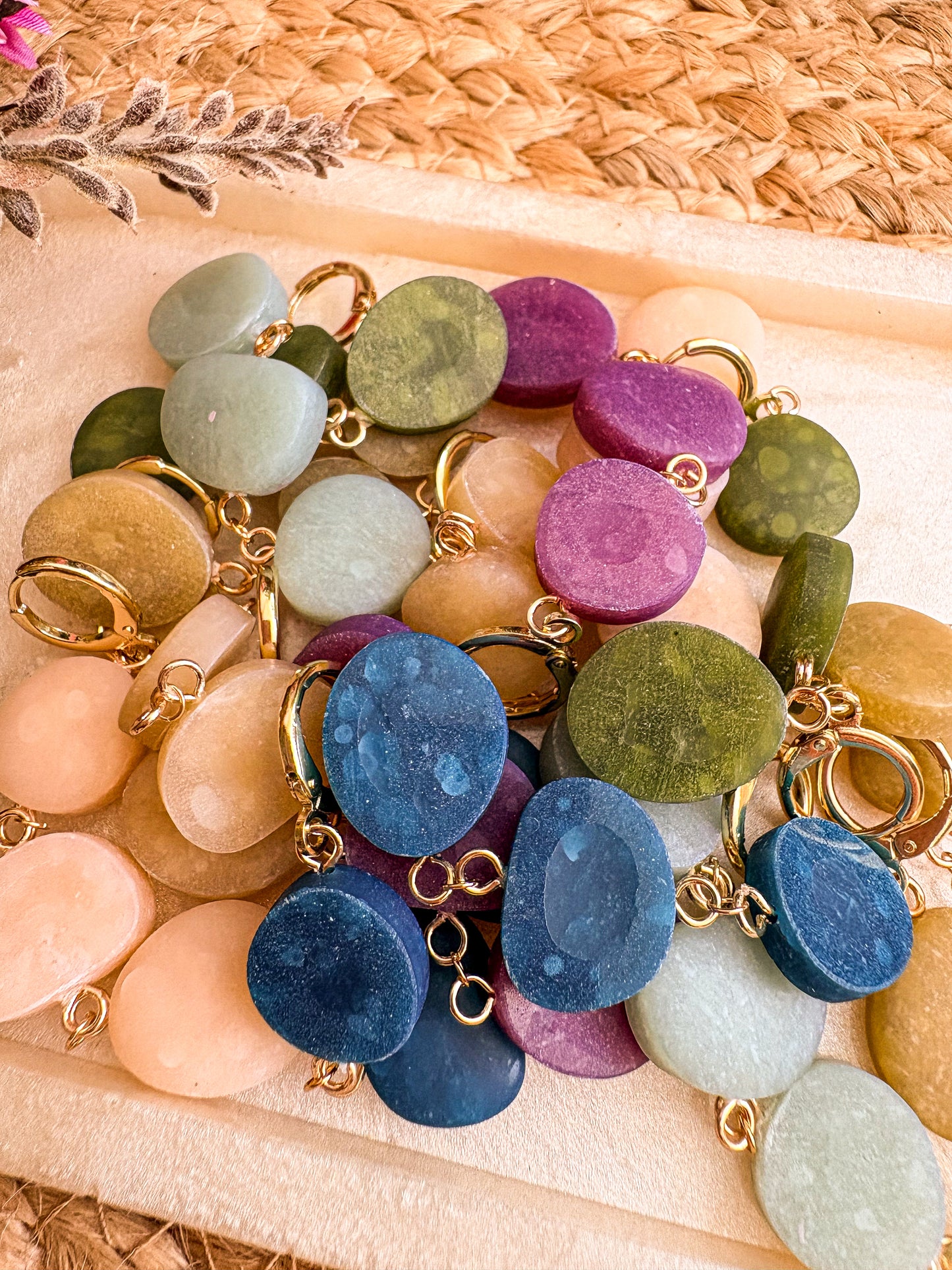 Faux sea glass pebble huggies