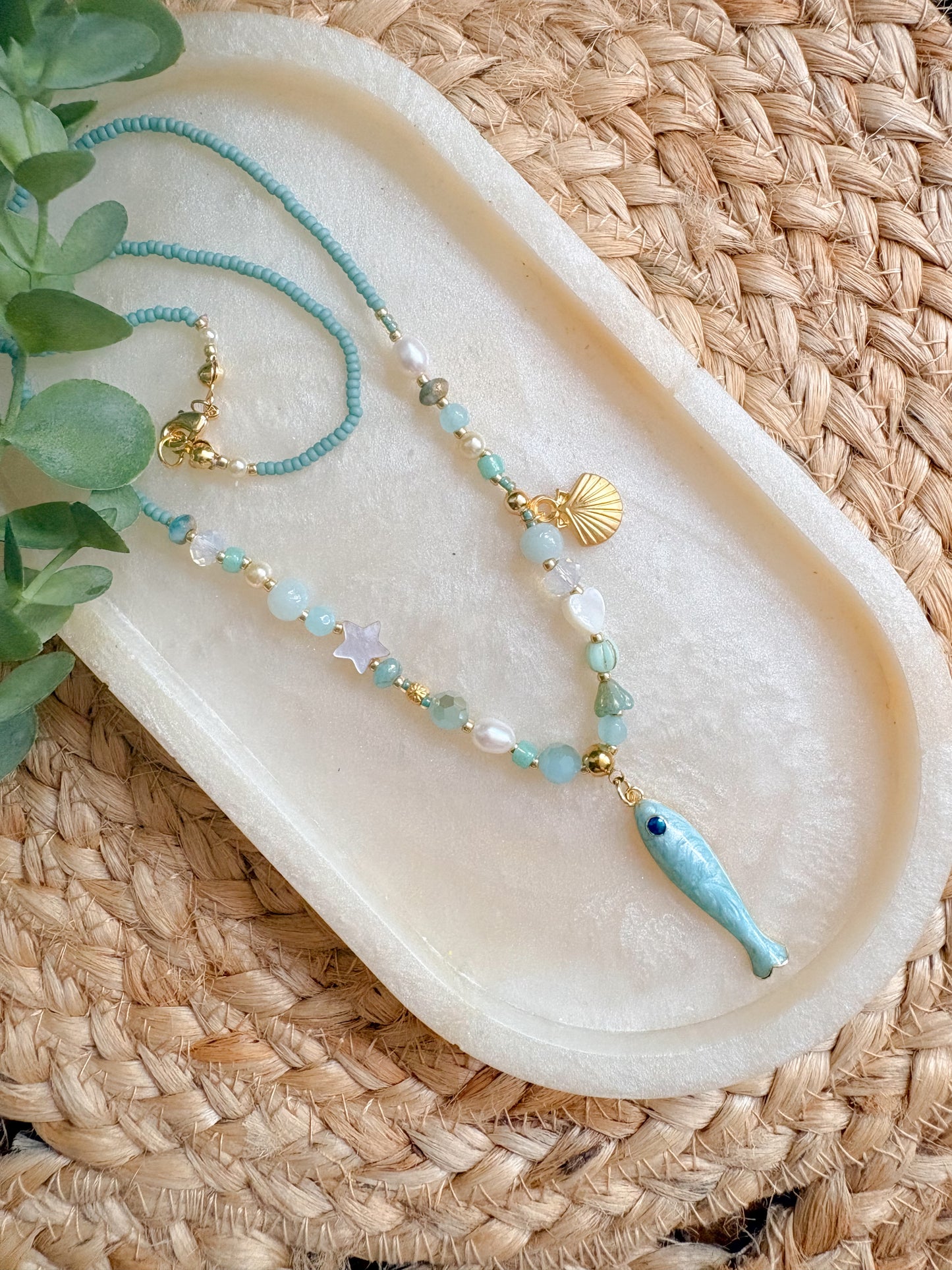 Little fishy beaded necklace